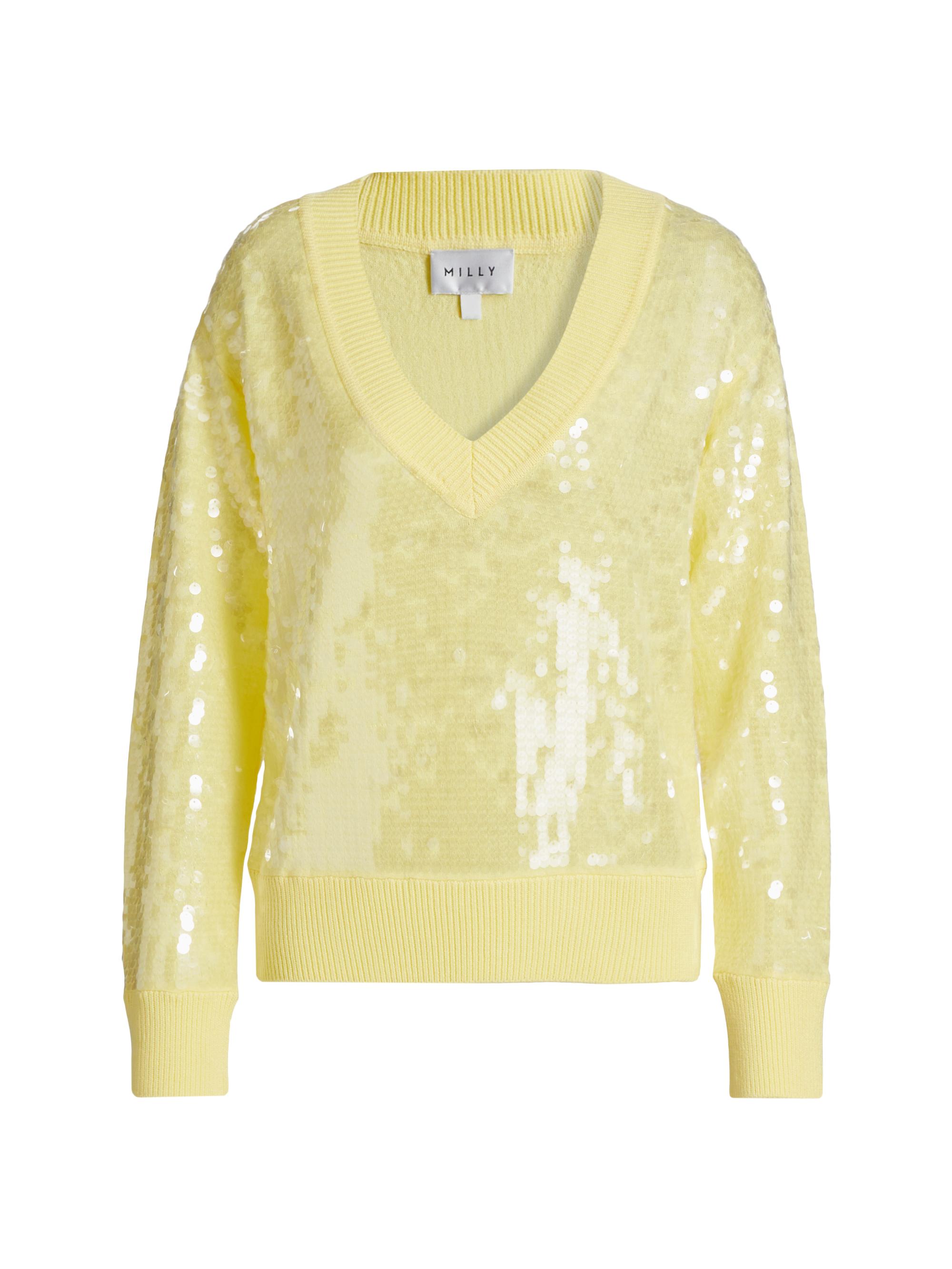 Milly Women's Ilaria Sequined V-Neck Sweater - Light Blue