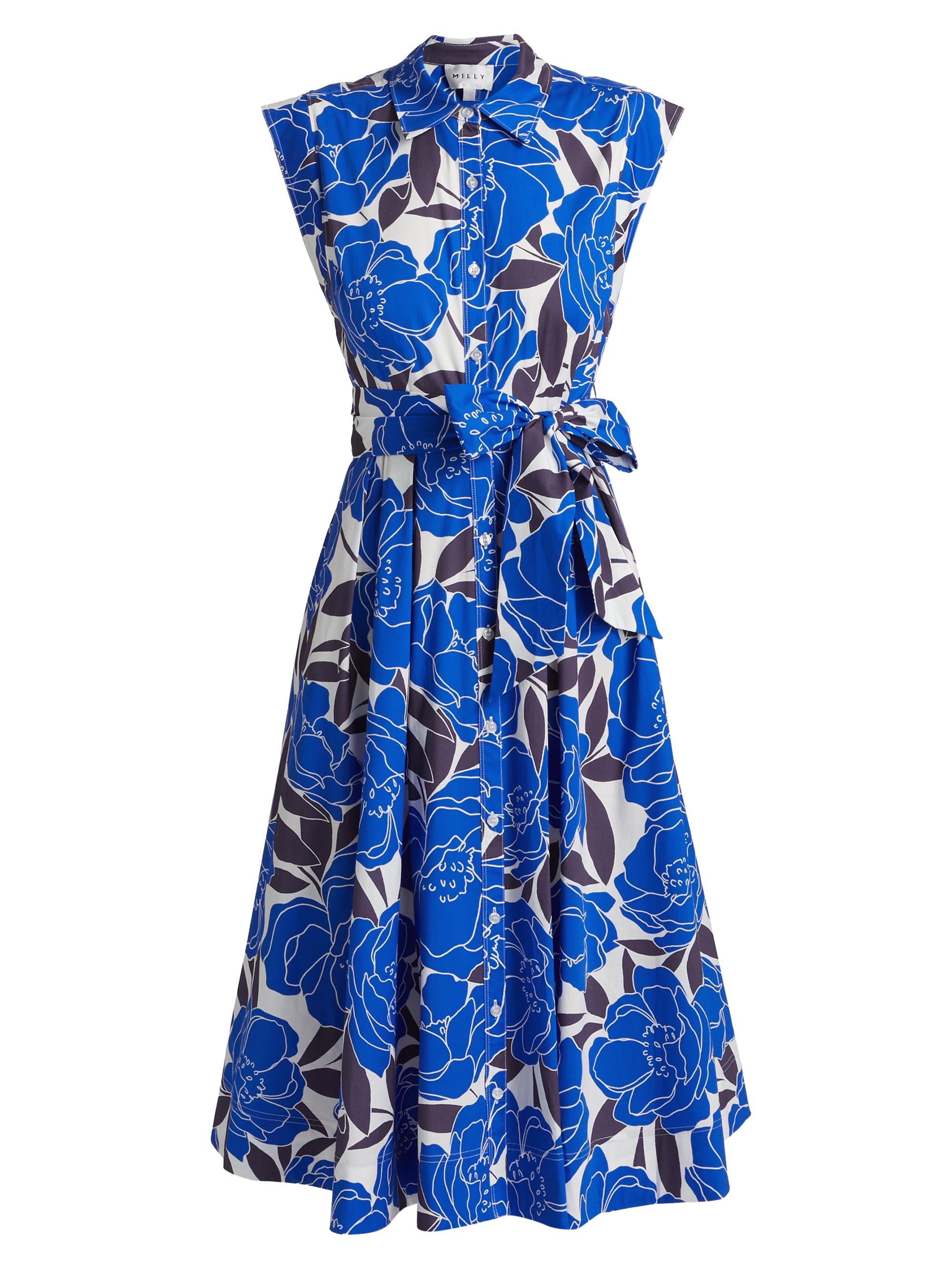 Milly Women's Jules Camellia Poplin Shirtdress - Blue Multi
