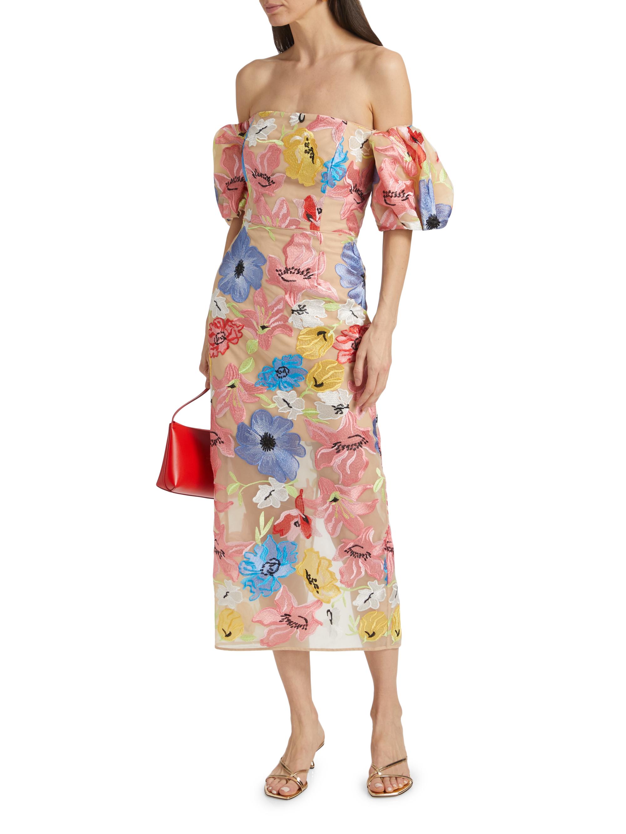 sachin and babi light blue dress 242C3024 Taupe Rose Off-Shoulder cocktail Dress main image 1