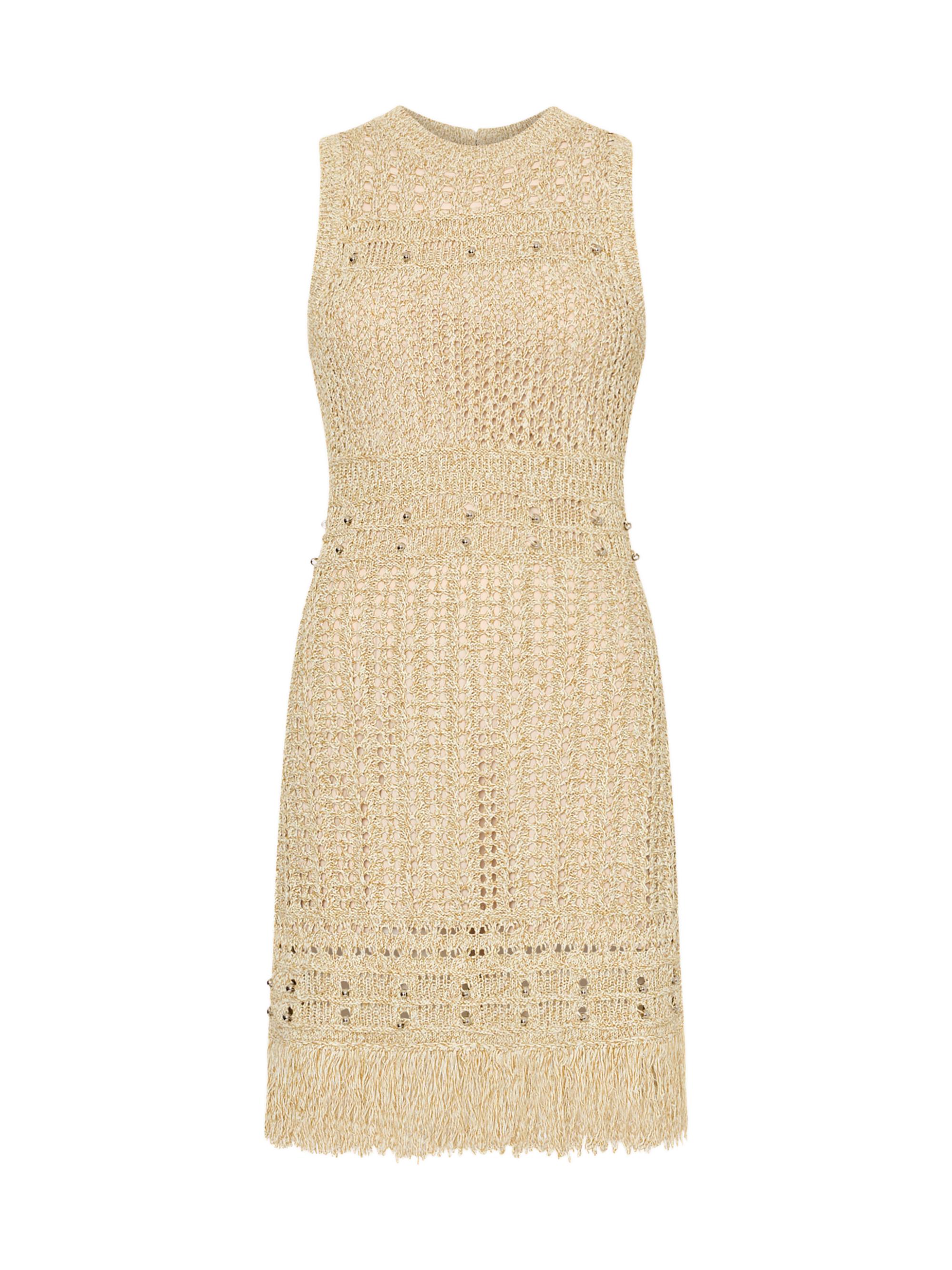 Milly Women's Beaded Fringe Knit Minidress - Beige Multi