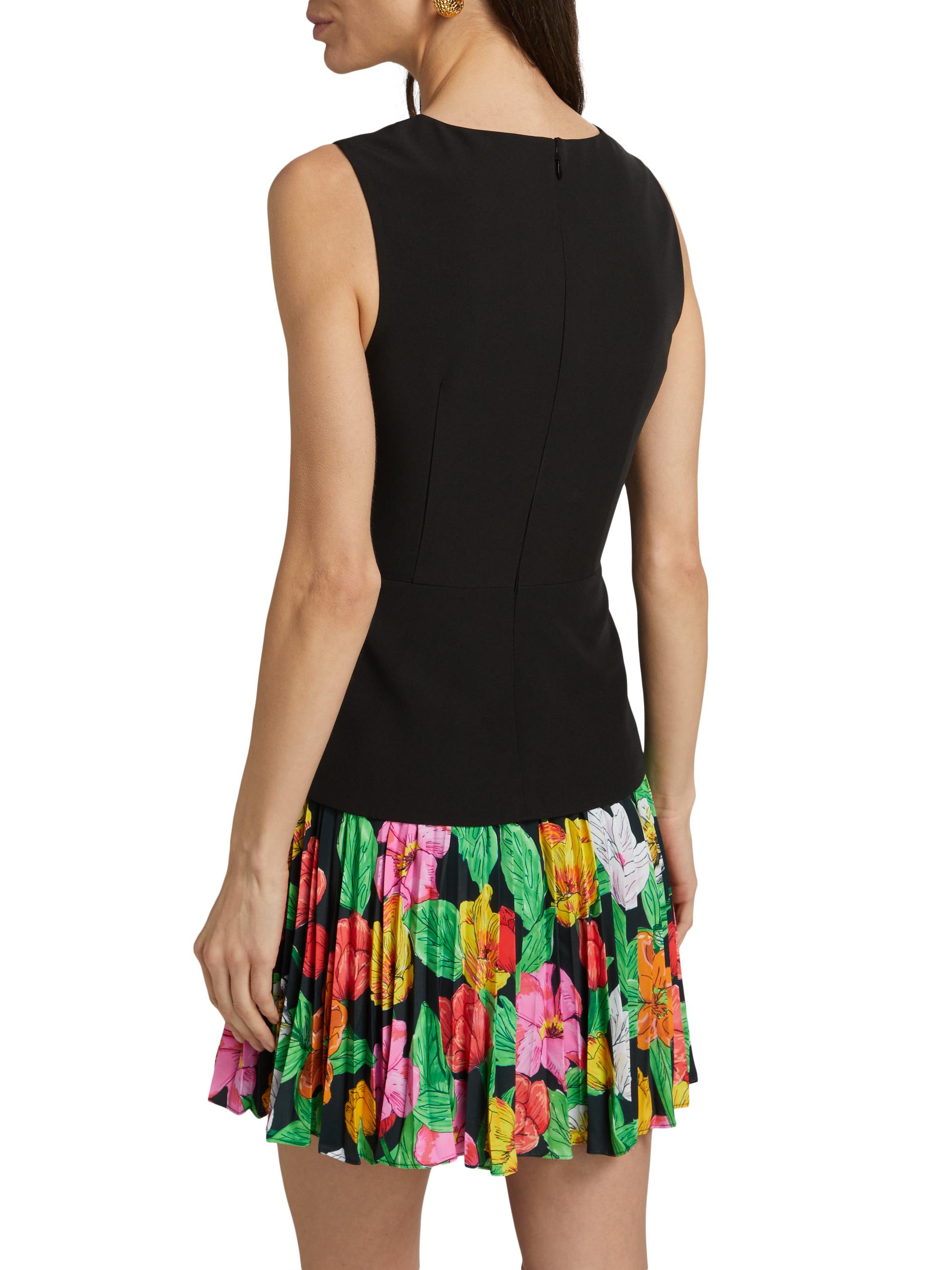 Milly Joan Tulip Rosette Pleated Dress in Yellow Multi main image 0