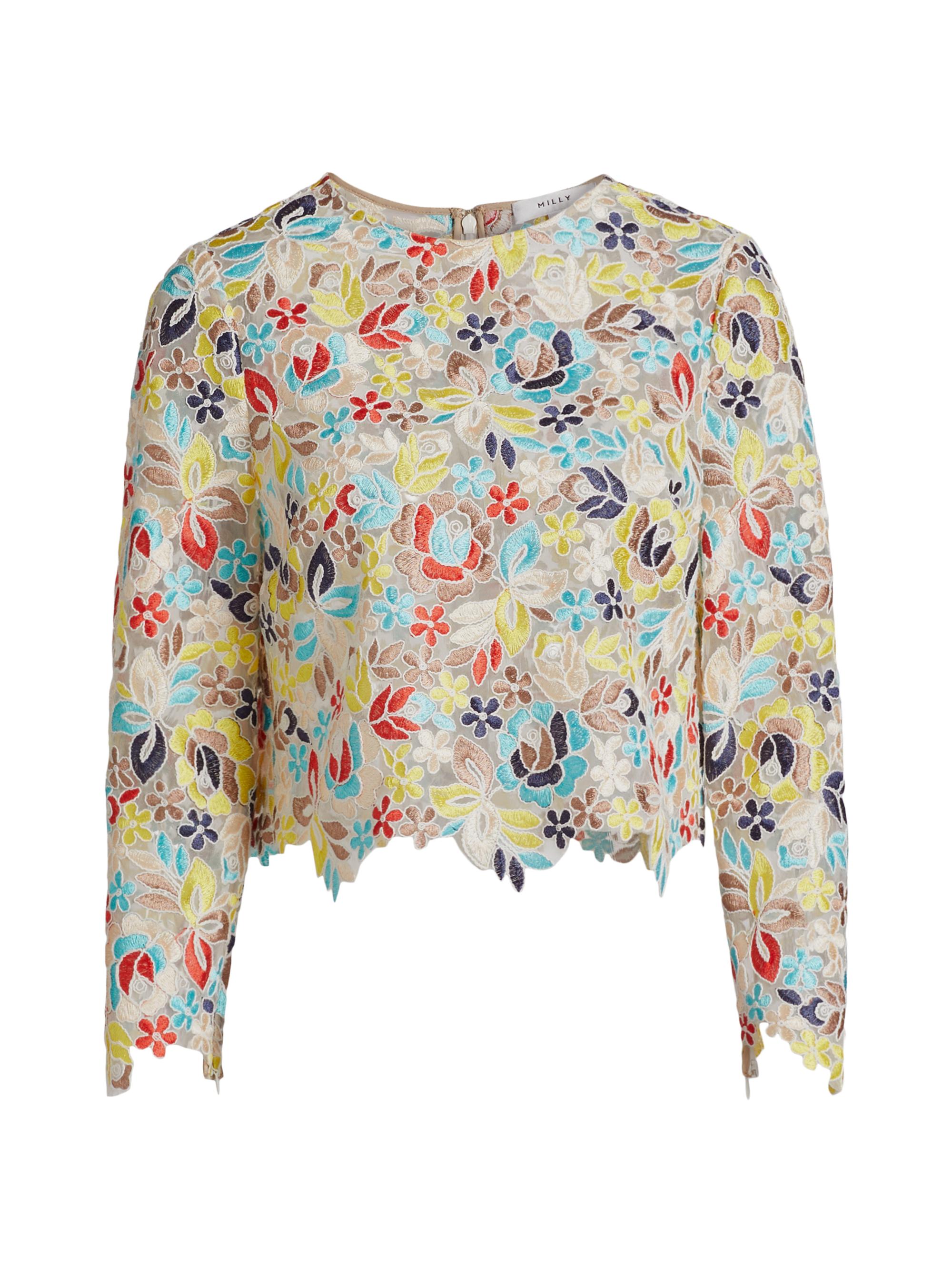 Milly Women's Nori Printemps Lace Top - Yellow Multi