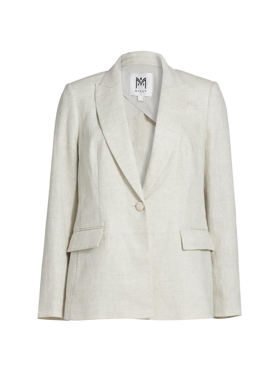 Milly Women's Alexa Linen Blazer In Brown