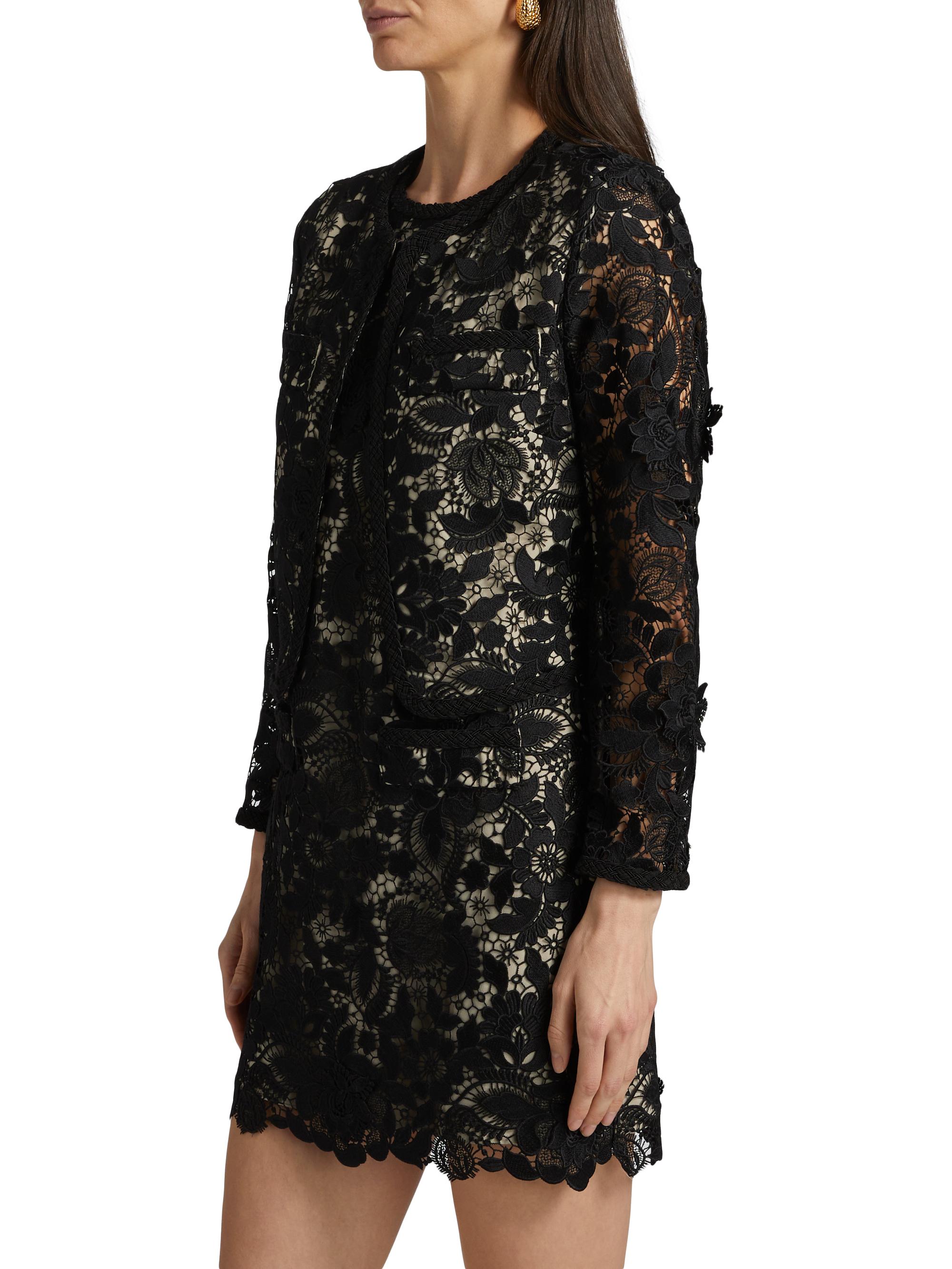 knee length dresses for ladies Elegant Longline Lace Jacket with Floral Embroidery – Open Front Purple / 2XL main image 0