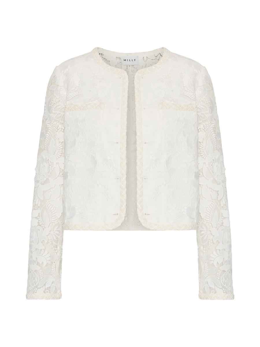 Milly Women's Garden Lace Jacket In White