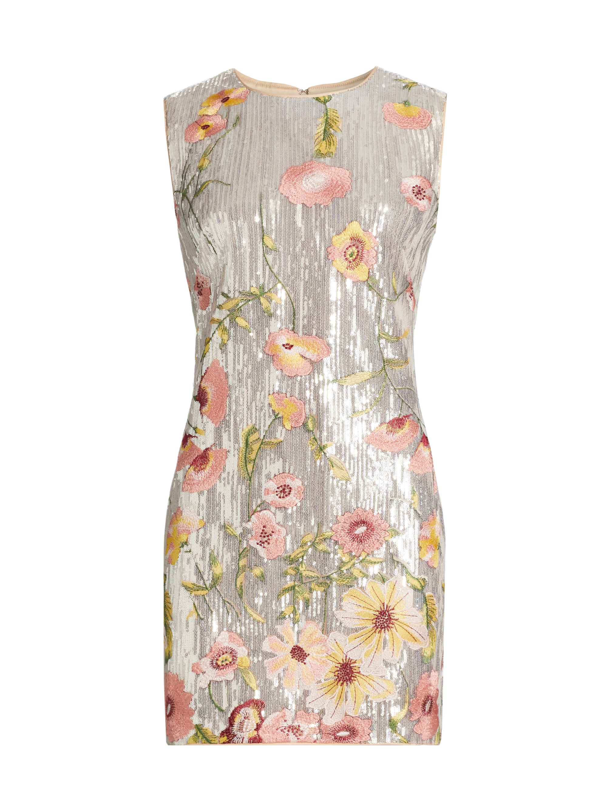 Milly Women's Ivette Floral Sequined Minidress - Silver Multi