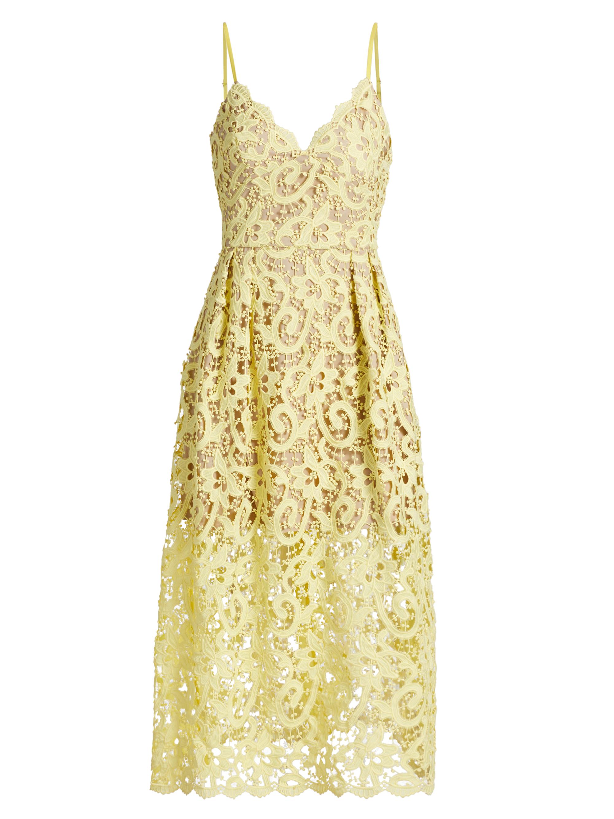 Milly Women's Trois Lace Midi-Dress - Yellow