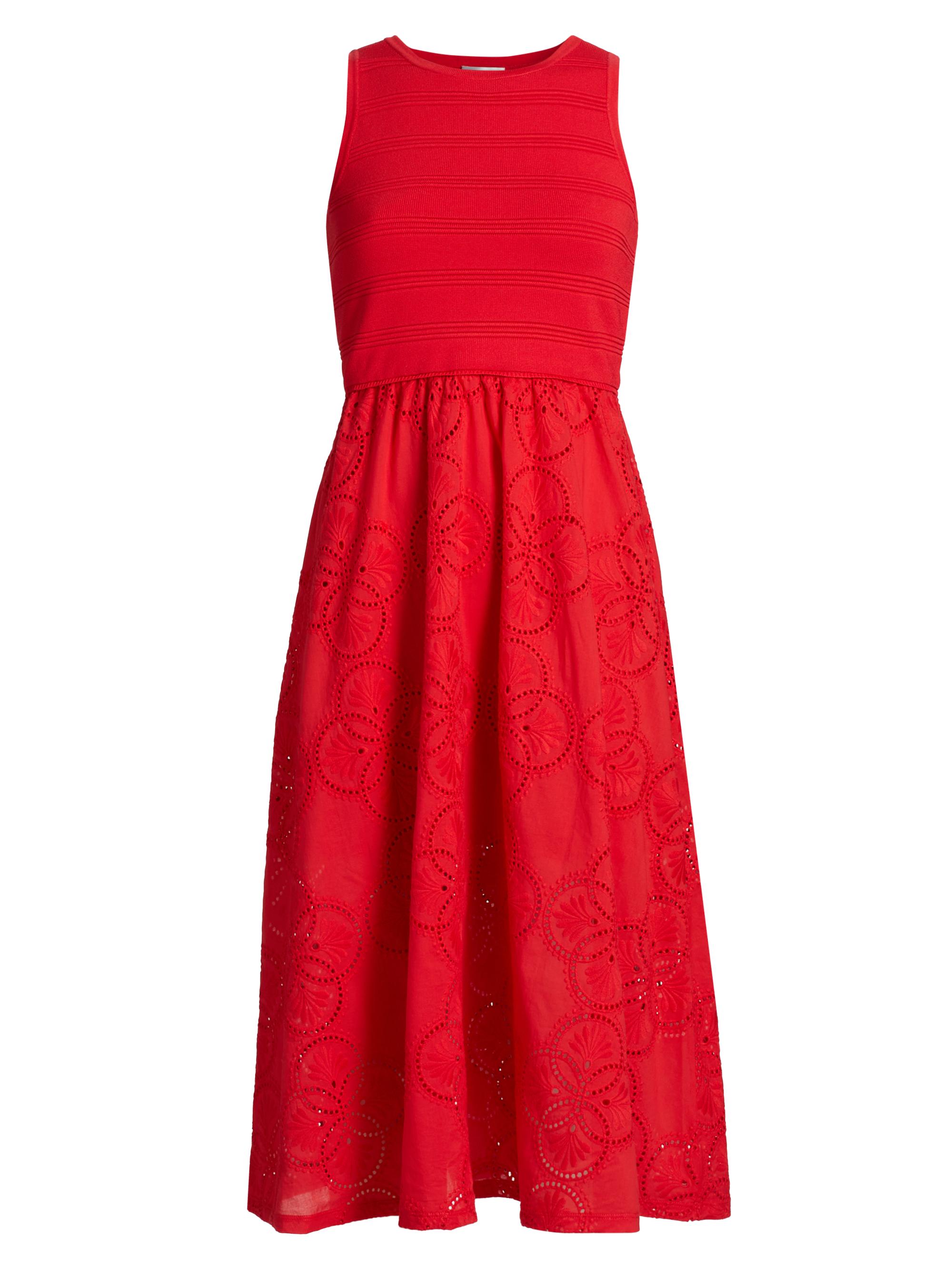 Milly Women's Geo Eyelet Midi-Dress - Red