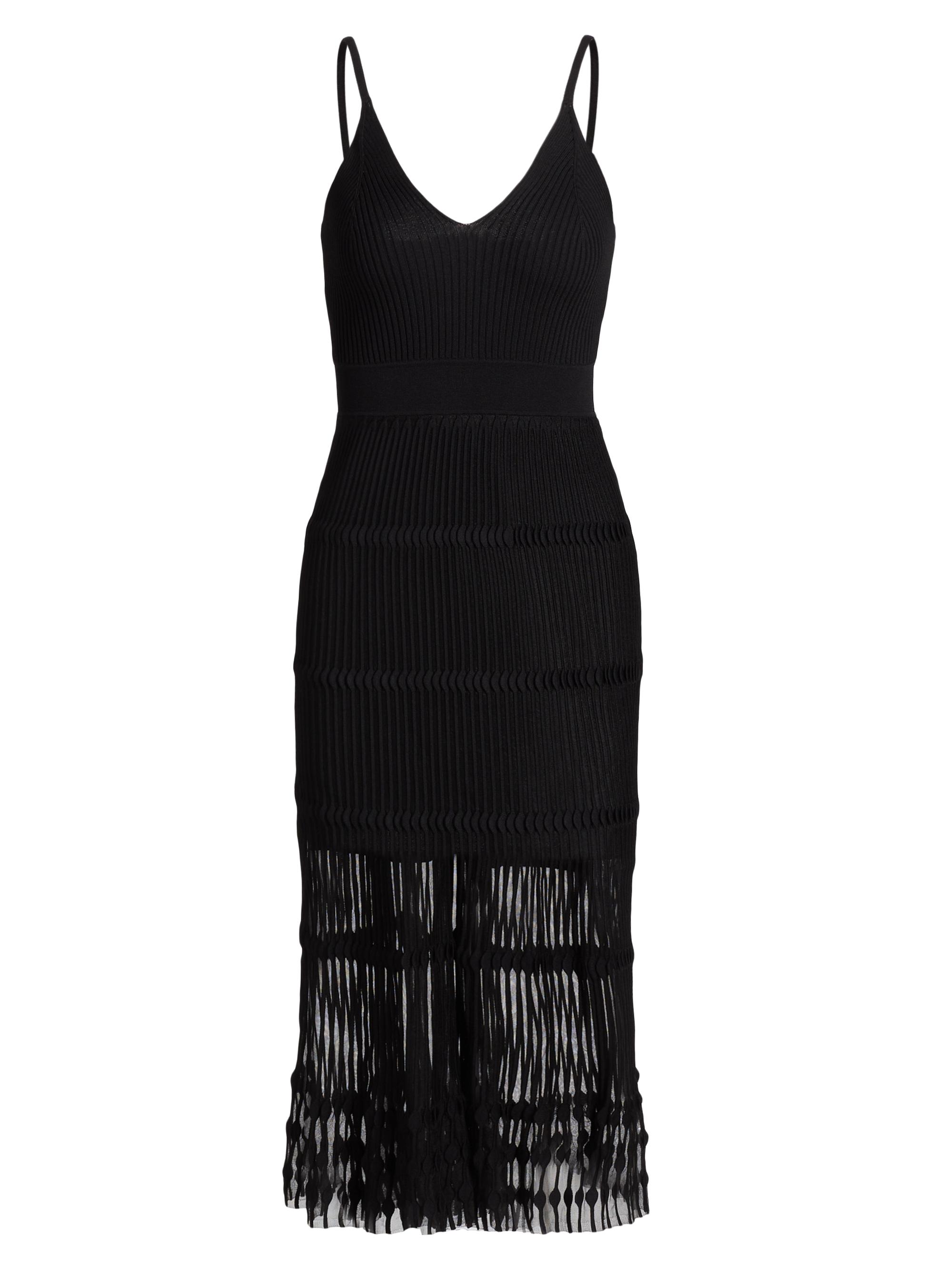 Milly Women's Sheer Ribbed Cami Midi-Dress - Black