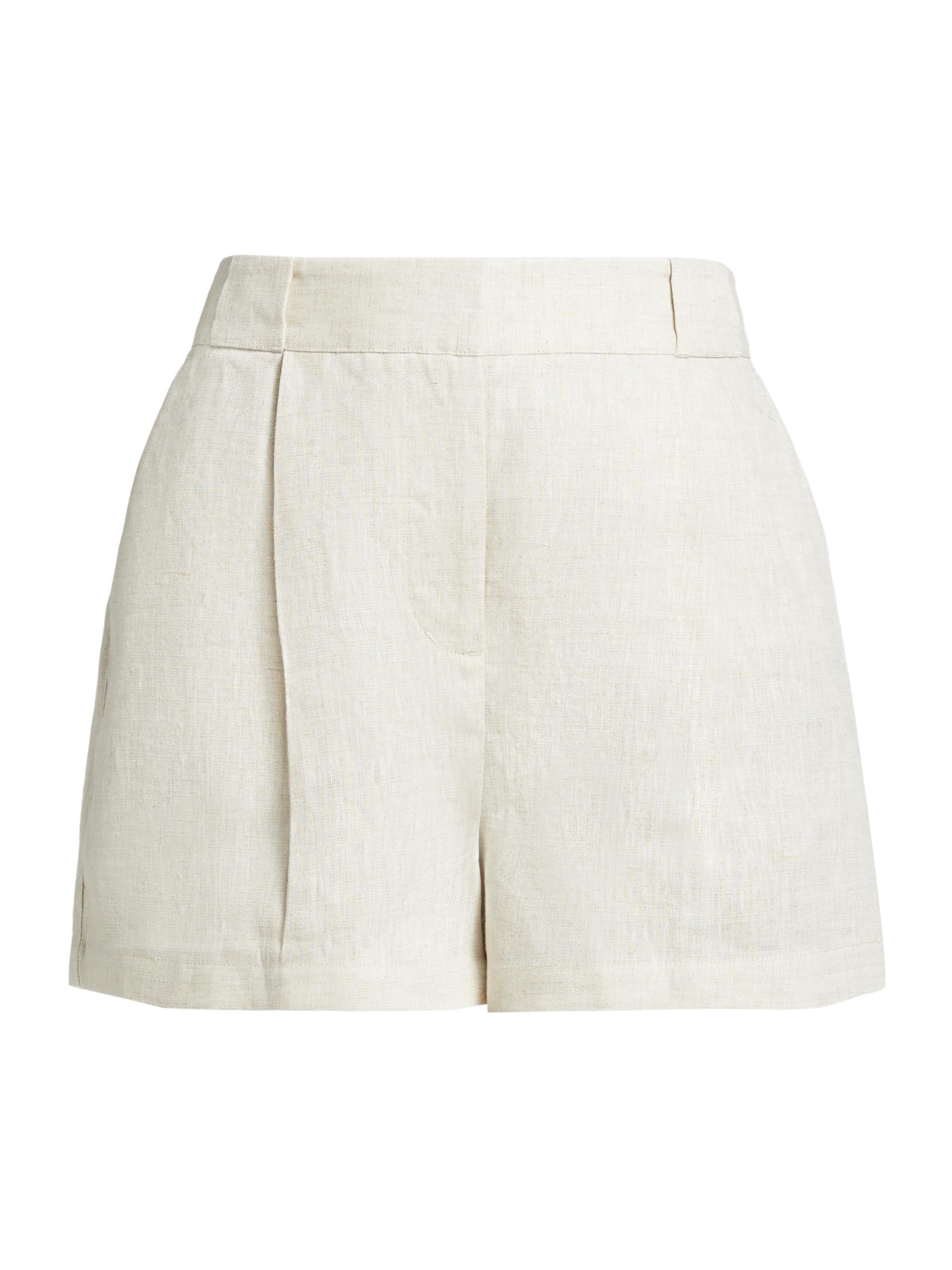 Milly Women's Asymmetric Pleated Linen Shorts - Natural