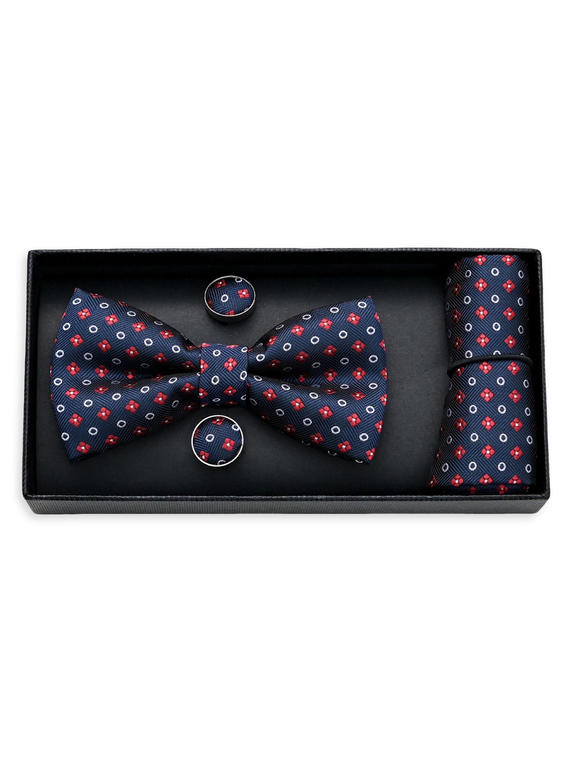 Moustache Multi-Patterned Bow Tie Set - Navy