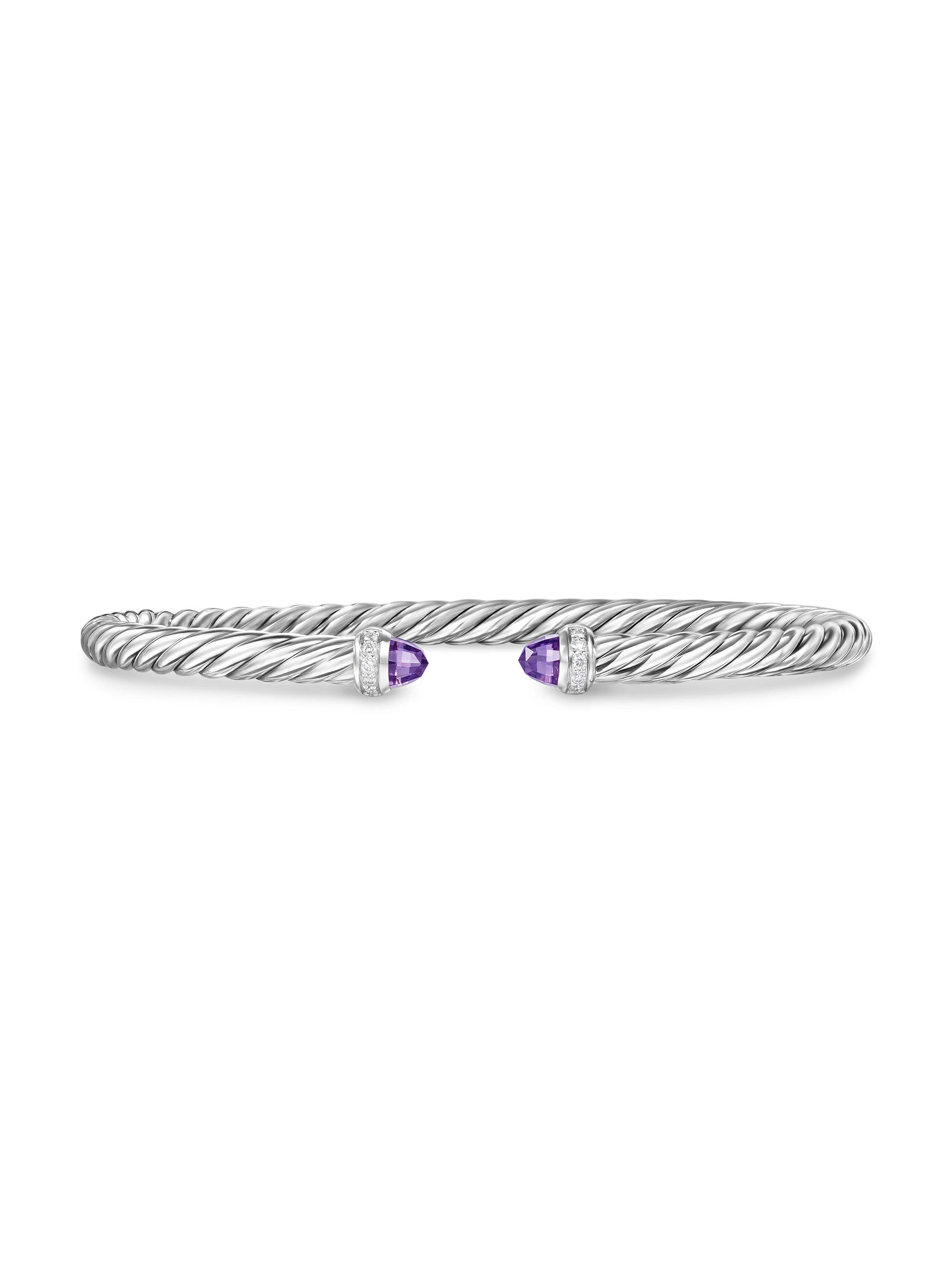 David Yurman Women's Cablespira Flex Bracelet in Sterling Silver - Amethyst