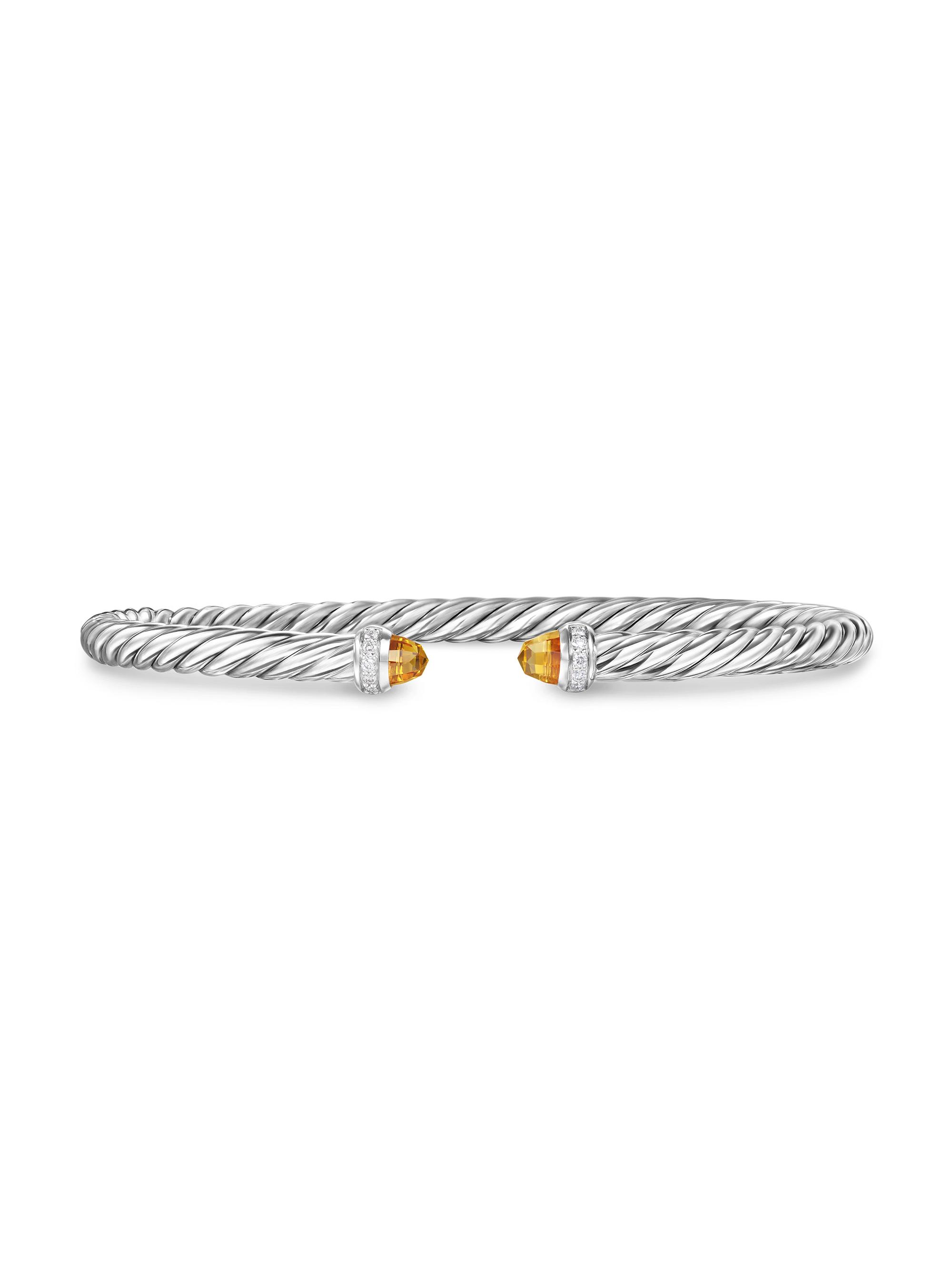 David Yurman Women's Cablespira Flex Bracelet in Sterling Silver - Citrine