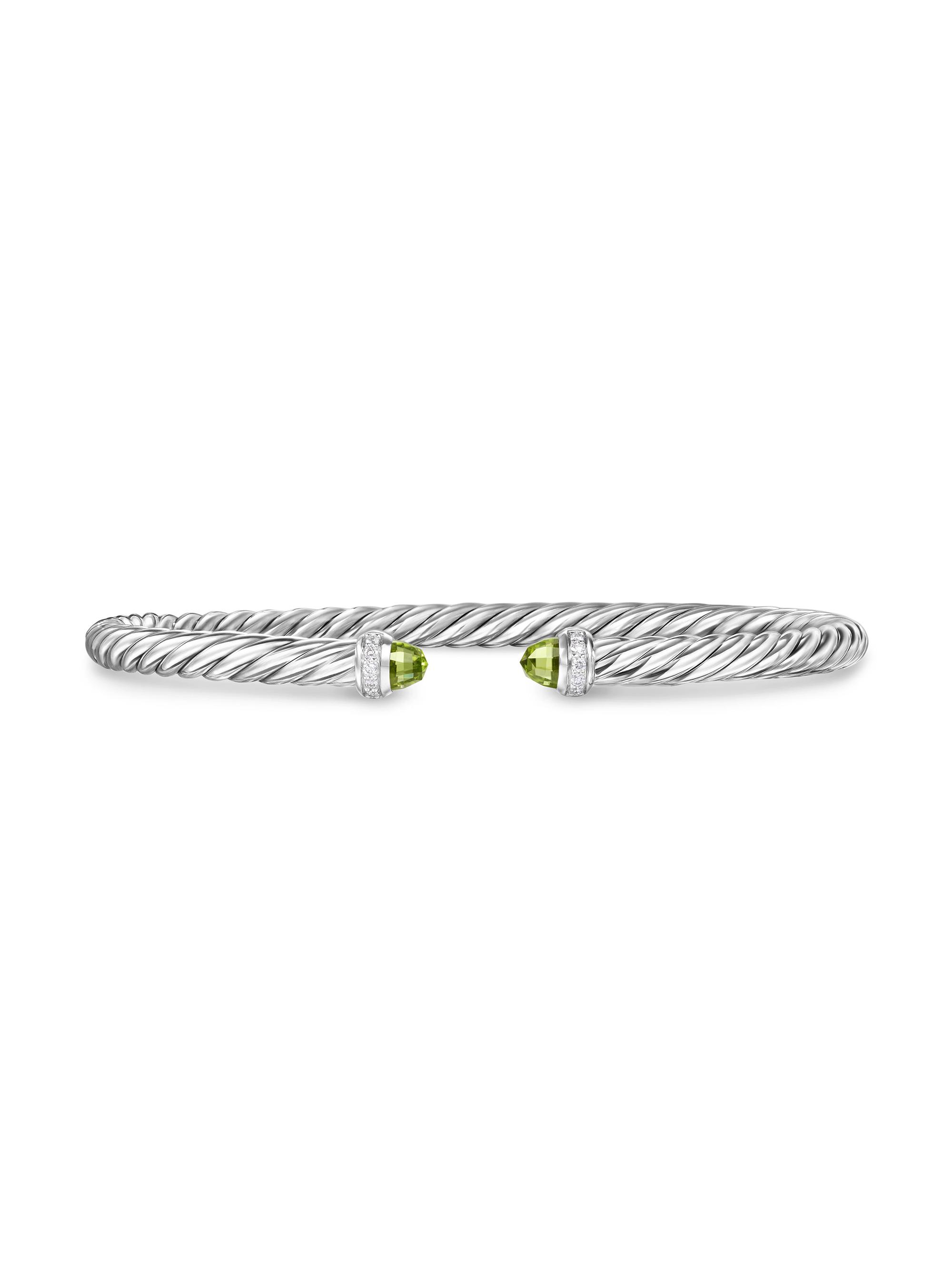 David Yurman Women's Cablespira Flex Bracelet in Sterling Silver - Peridot