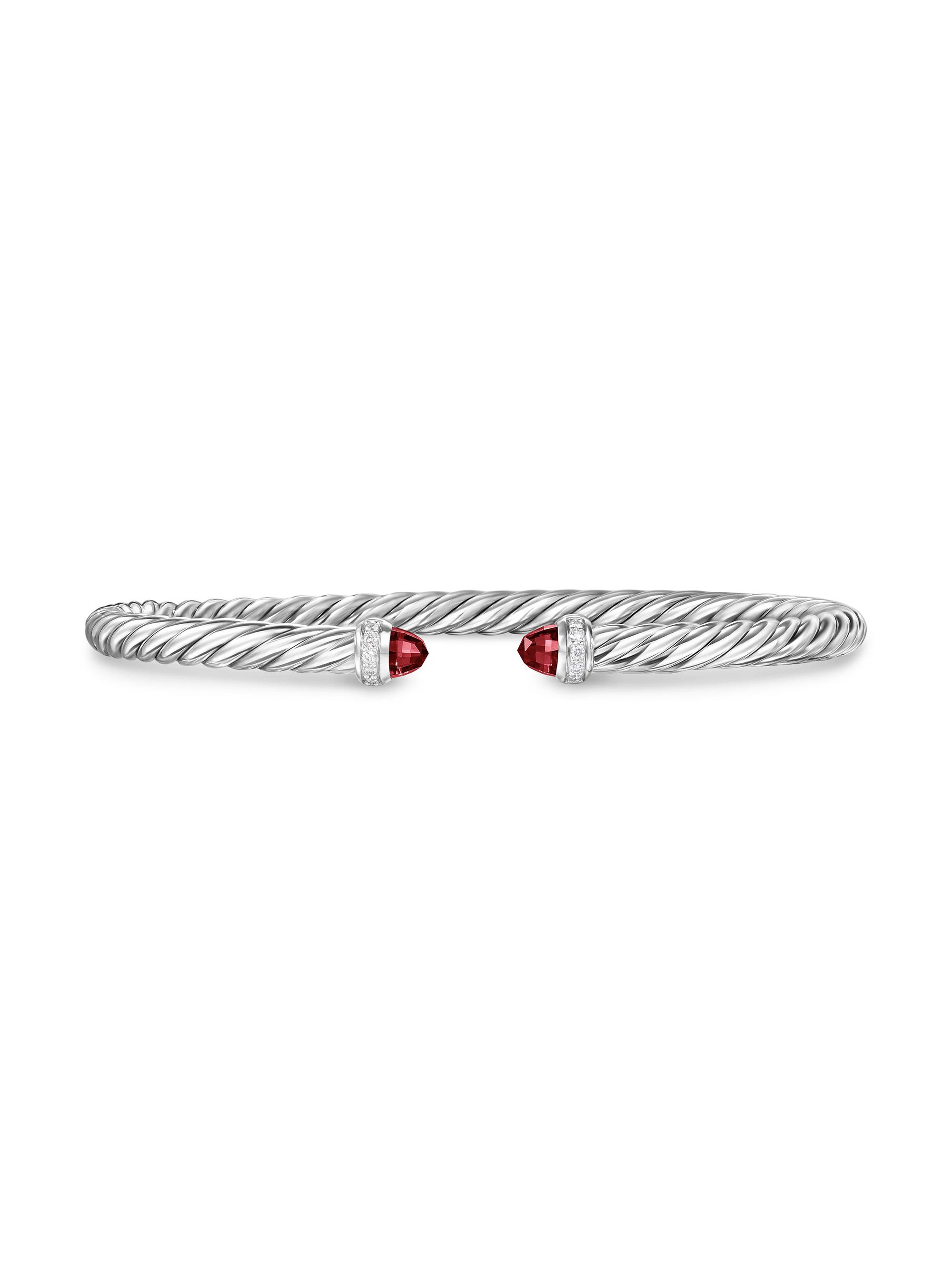 David Yurman Women's Cablespira Flex Bracelet in Sterling Silver - Rhodolite Garnet