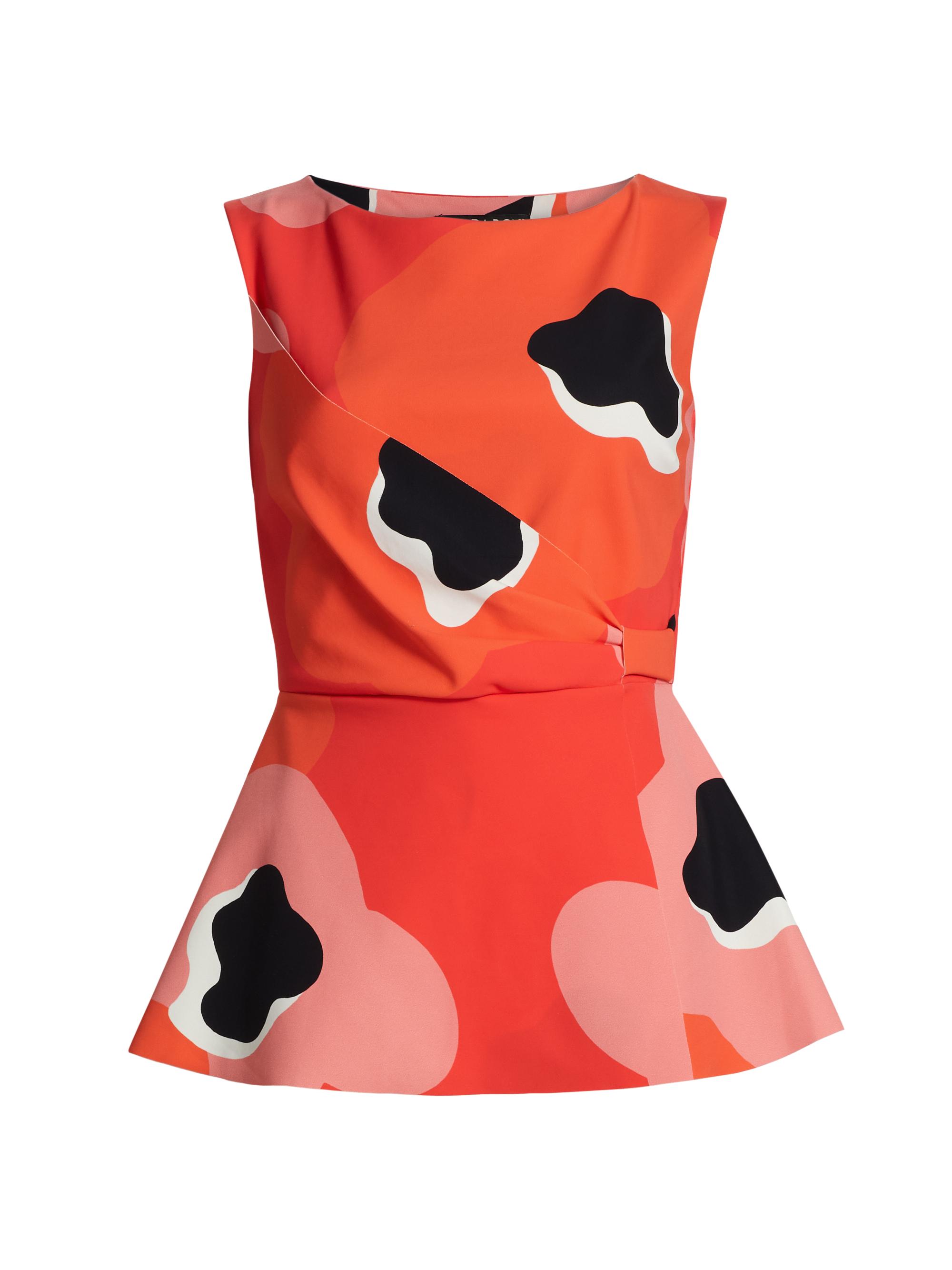 Chiara Boni La Petite Robe Women's Shoin Abstract Boatneck Peplum Top - Taj Mahal