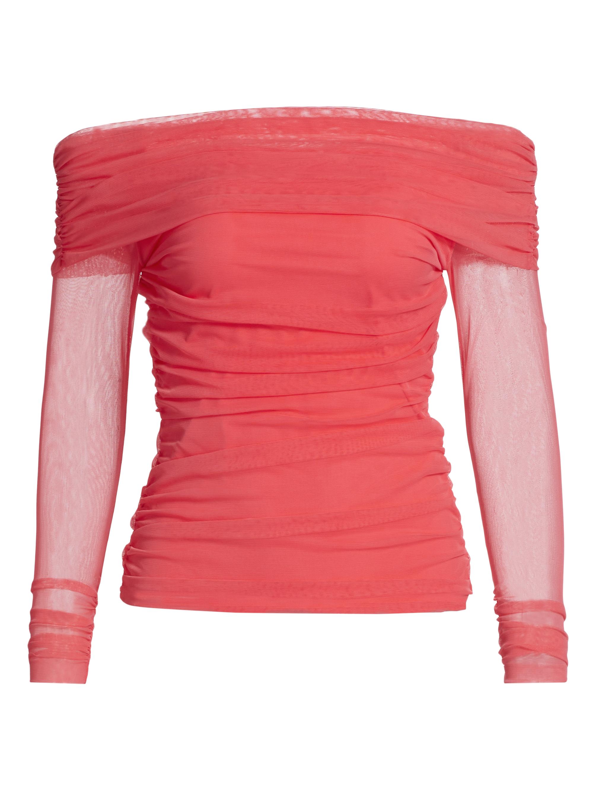Chiara Boni La Petite Robe Women's Izumo Illusion Off-the-Shoulder Ruched Top - Corallo