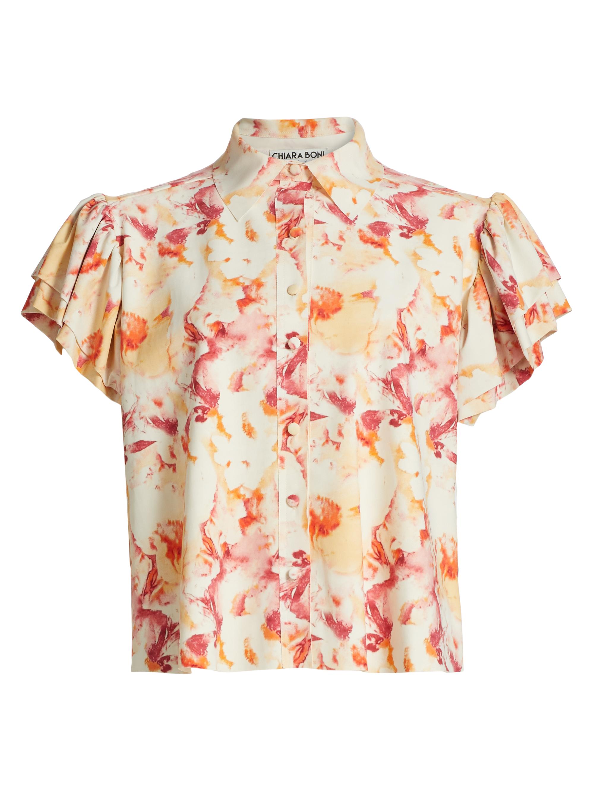 Chiara Boni La Petite Robe Women's Jin Floral Flutter-Sleeve Blouse - Summer Wind