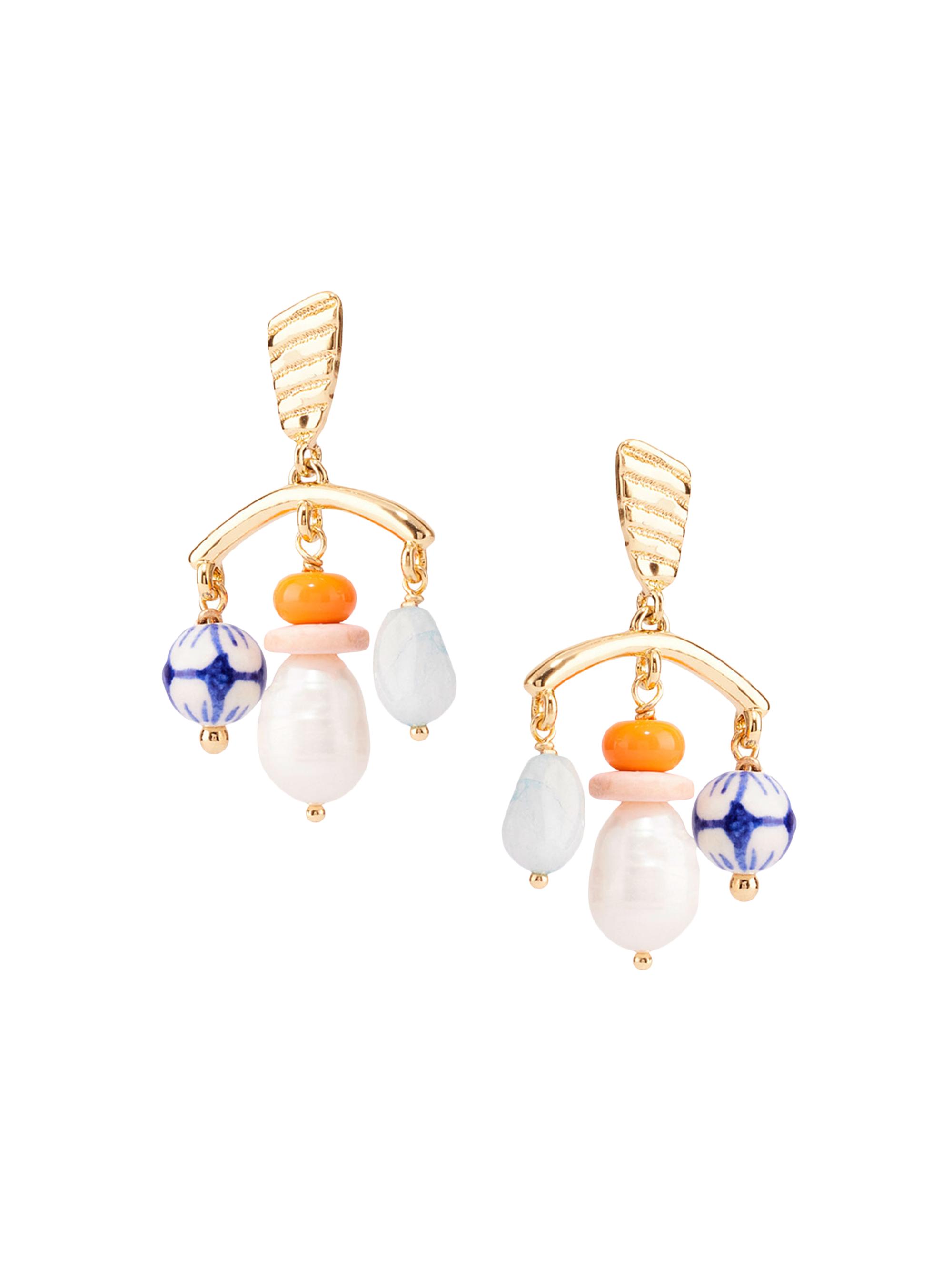 Mignonne Gavigan Women's Lupe 14K-Gold-Plated, Freshwater Pearl & Amazonite Drop Earrings