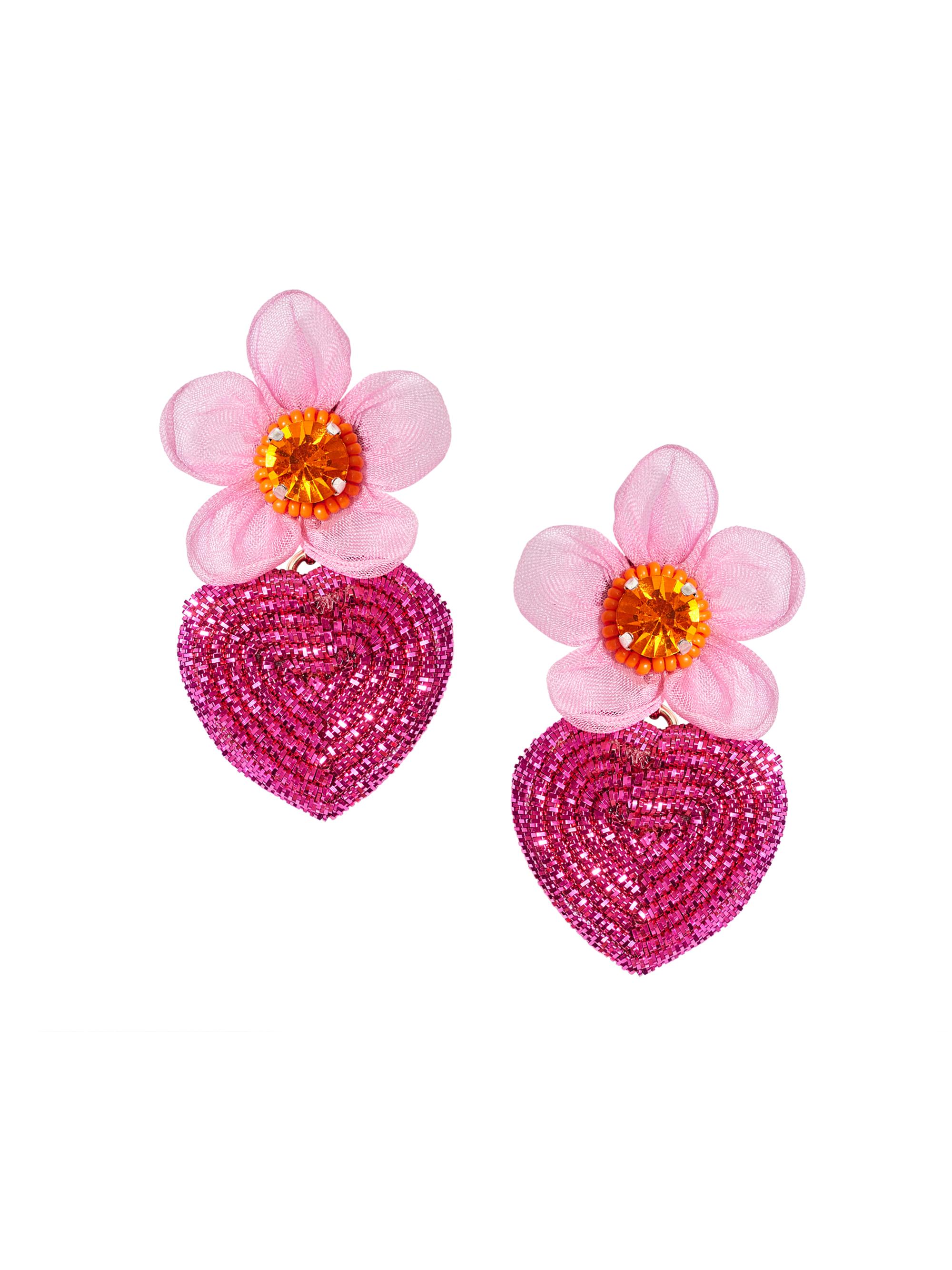 Mignonne Gavigan Women's Aphrodite Beaded Heart Drop Earrings - Pink Multi
