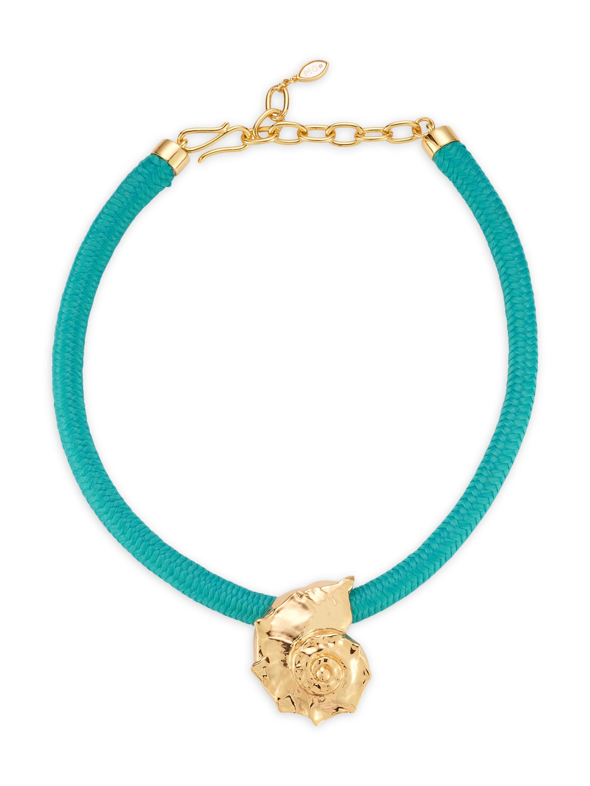 Mignonne Gavigan Women's Concha 14K-Gold-Plated Cord Necklace - Cerulean Gold