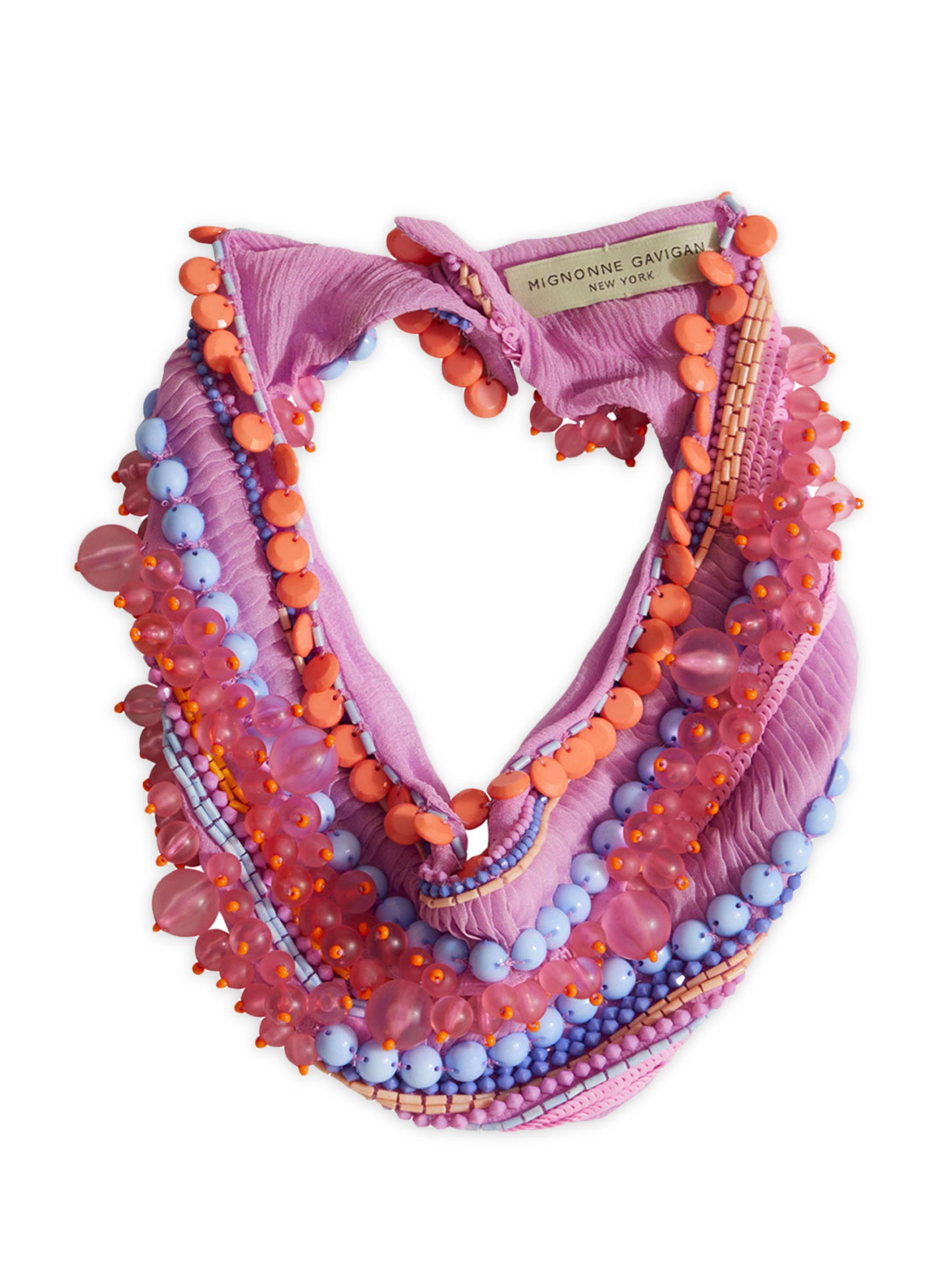 Mignonne Gavigan Women's Lupita Beaded Silk Chiffon Scarf Necklace - Pink Multi