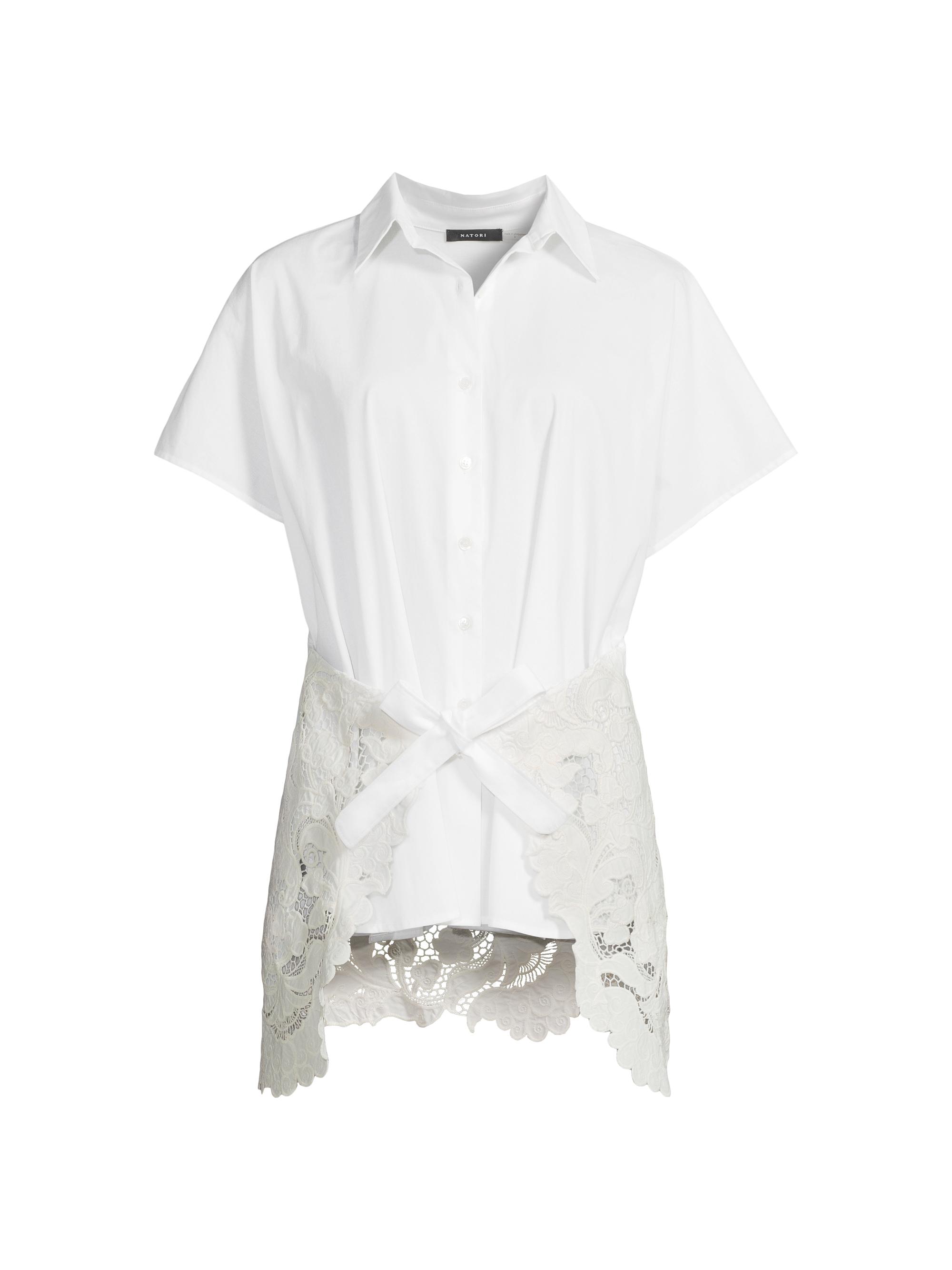 Natori Women's Kumo Appliqué Lace Wrap Shirt - White | Thumbnail 7