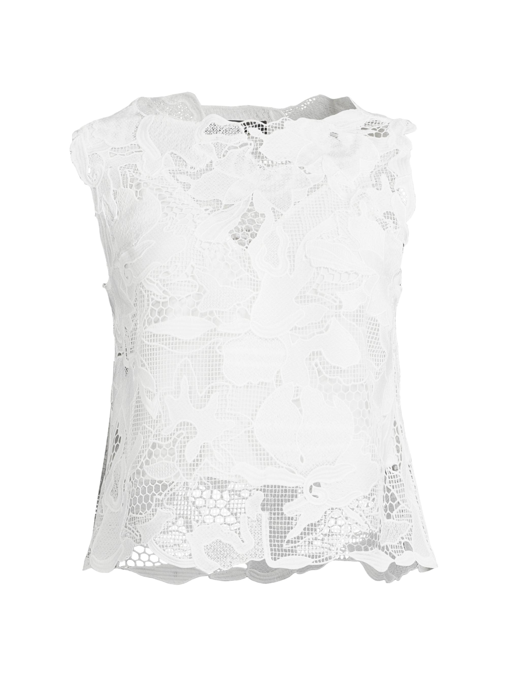 Natori Women's Nishi Lace Layered Boat Neck Top - White