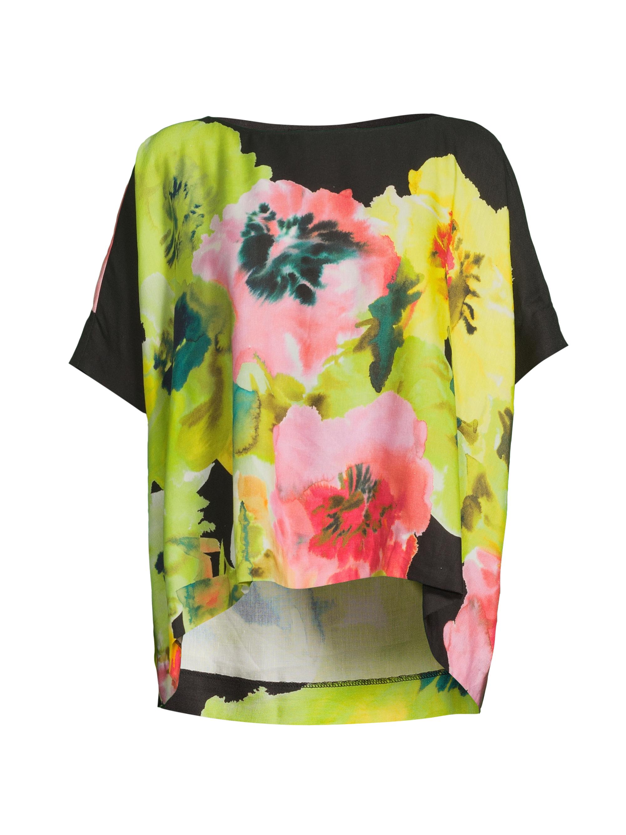 Natori Women's Ophelia Floral Linen-Blend Caftan - Black Multi