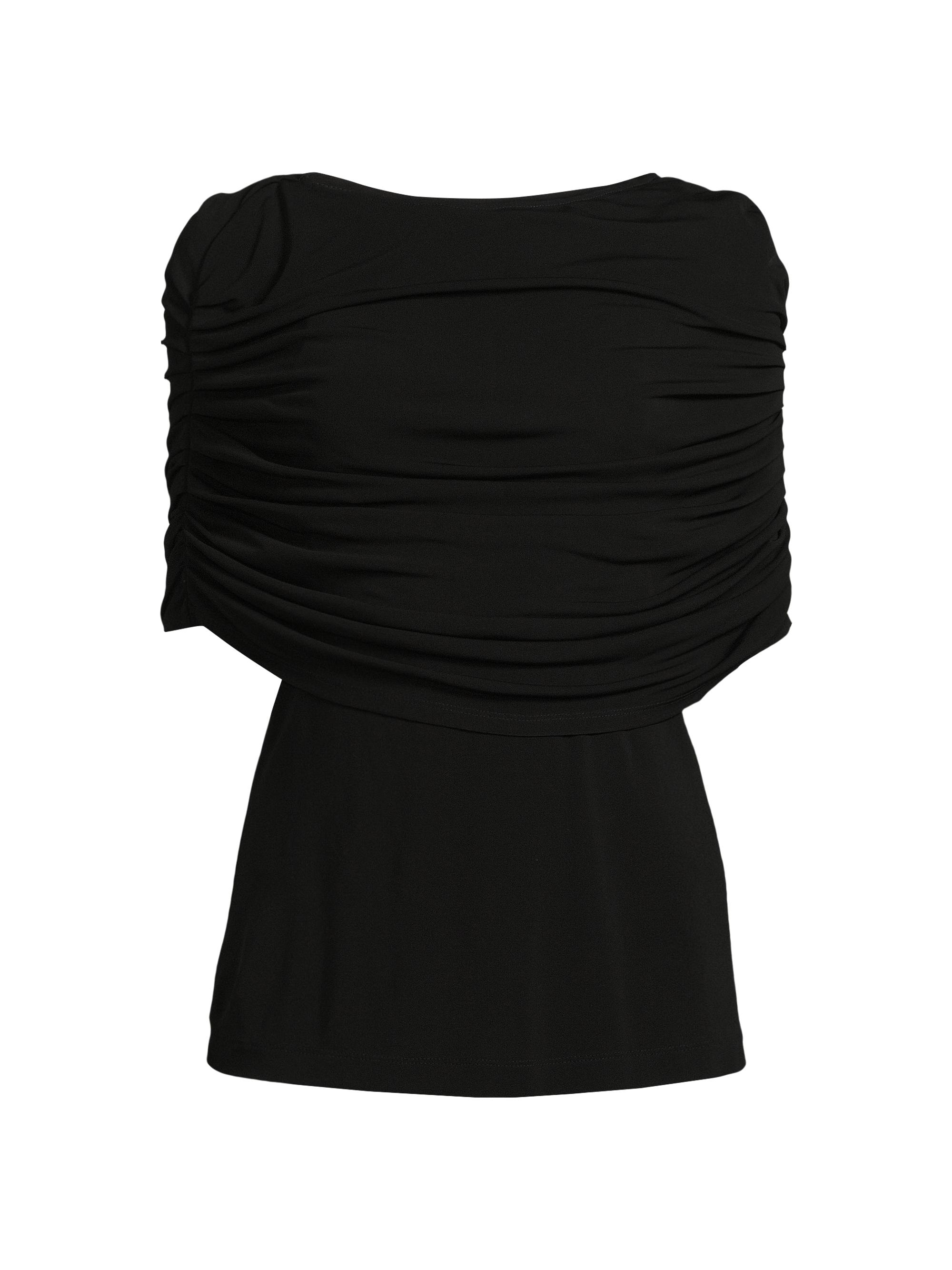 Natori Women's Matte Jersey Ruched Shoulder Top - Black