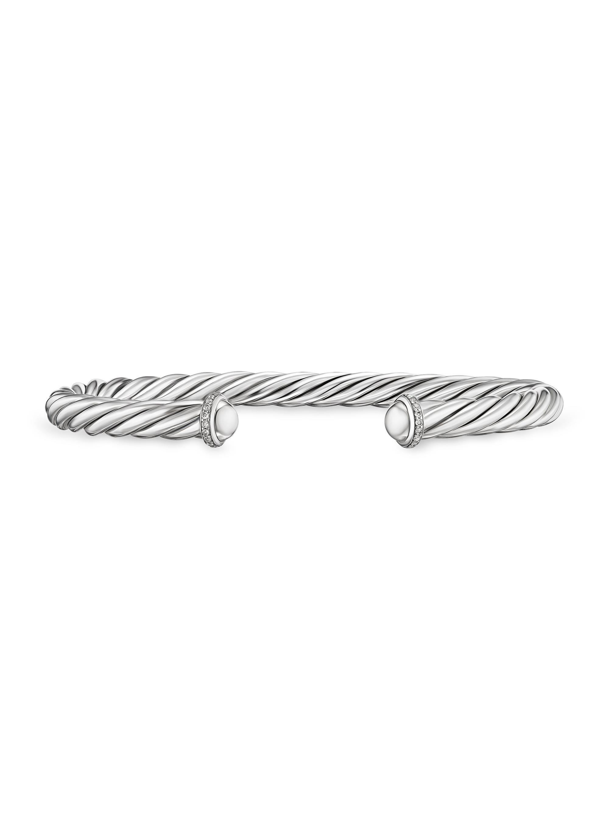 David Yurman Men's Cable Cuff Bracelet in Sterling Silver - Diamond