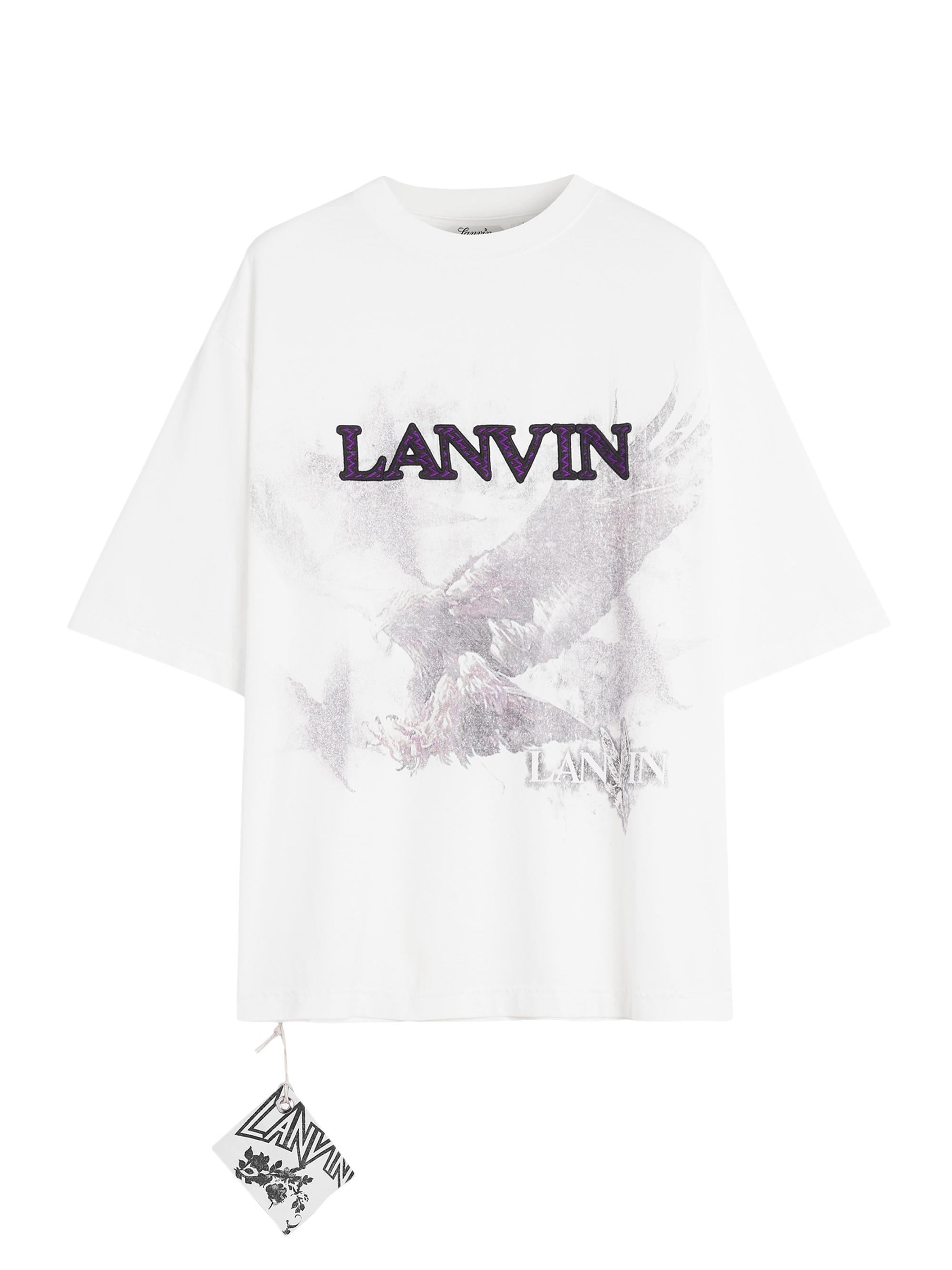 Lanvin Men's  x Future Unisex Eagle Print Loose-Fit T-Shirt - White Mustang Black