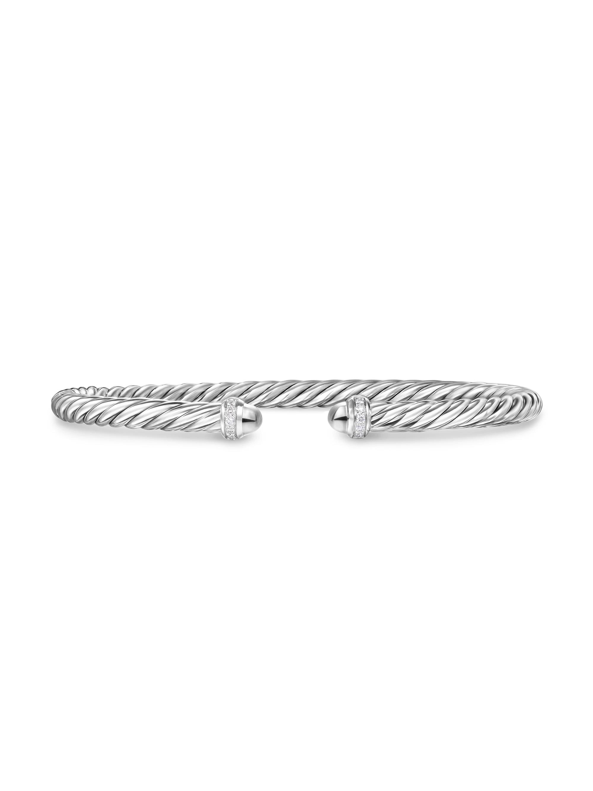 David Yurman Women's Cablespira Flex Bracelet in Sterling Silver - Diamond