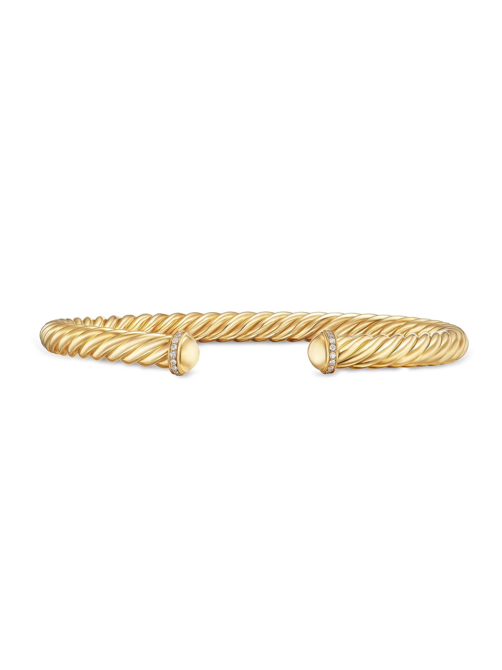 David Yurman Men's Cable Cuff Bracelet in 18K Yellow Gold - Gold