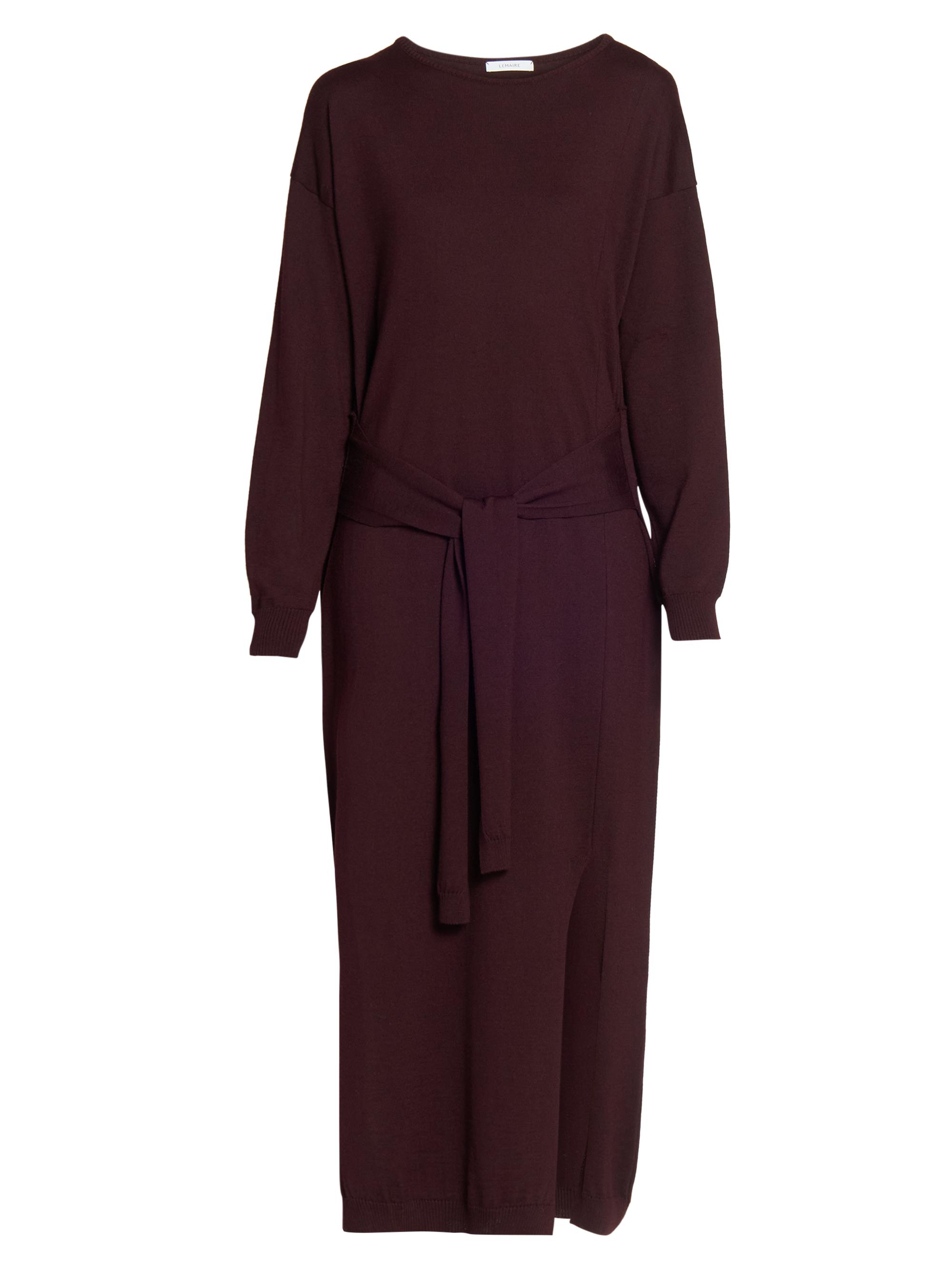 Lemaire Women's Sweater Wool-Blend Tie Maxi Dress - Dark Plum