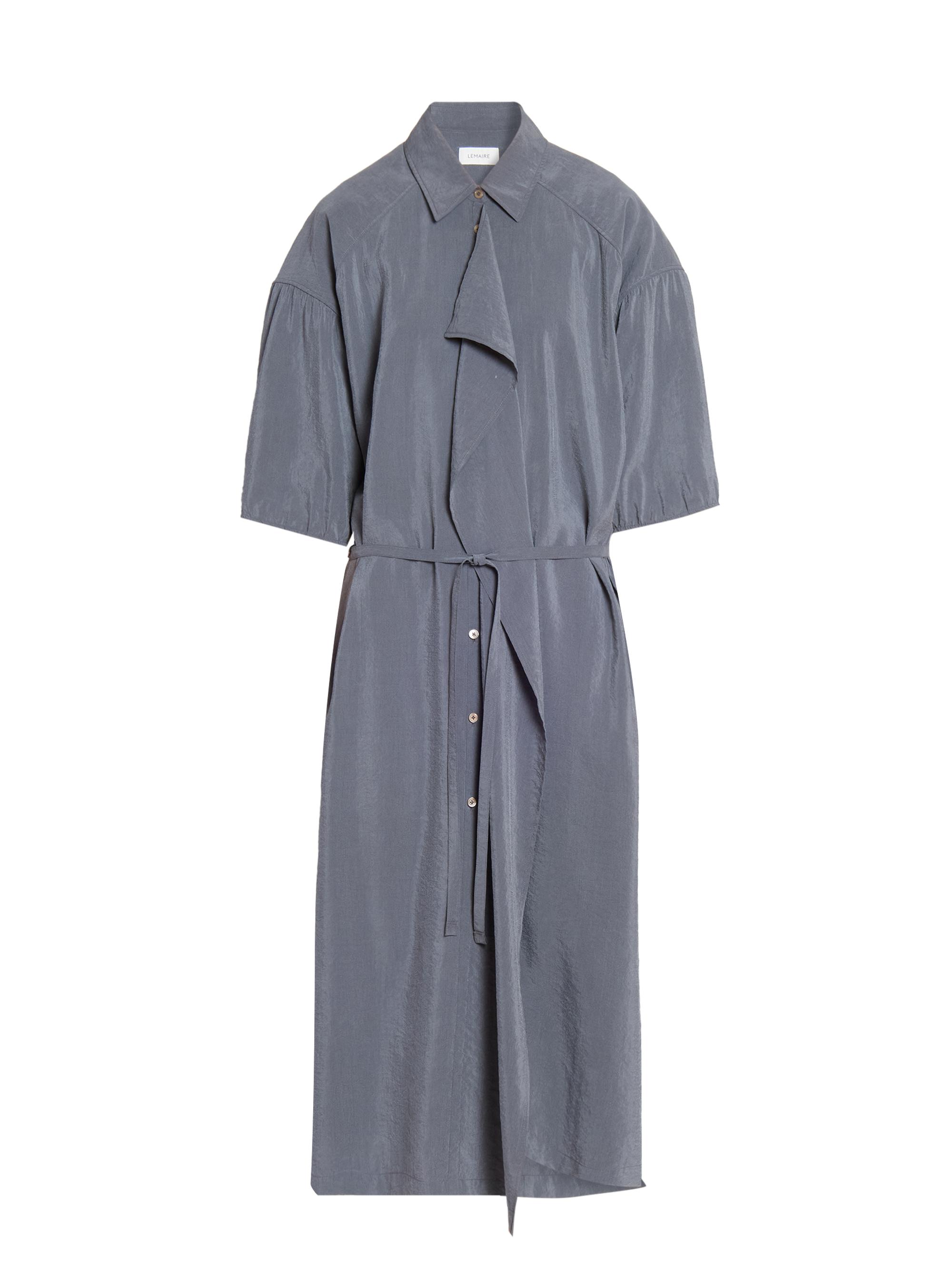 Lemaire Women's Asymmetric Ruffle Silk-Blend Shirtdress - Asphalt