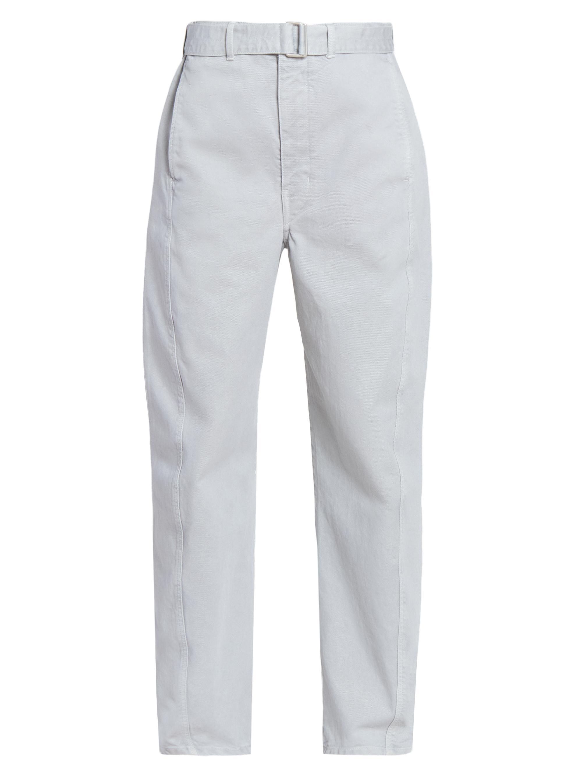 Lemaire Women's Twisted Belt Cotton Pants - Snowy Blue Grey