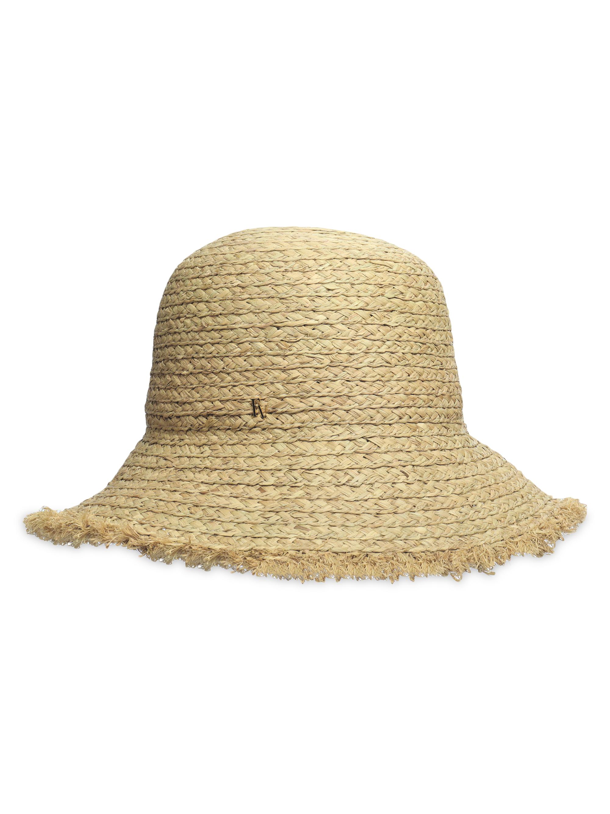Frances Valentine Women's Straw Frayed-Edge Bucket Hat - Natural