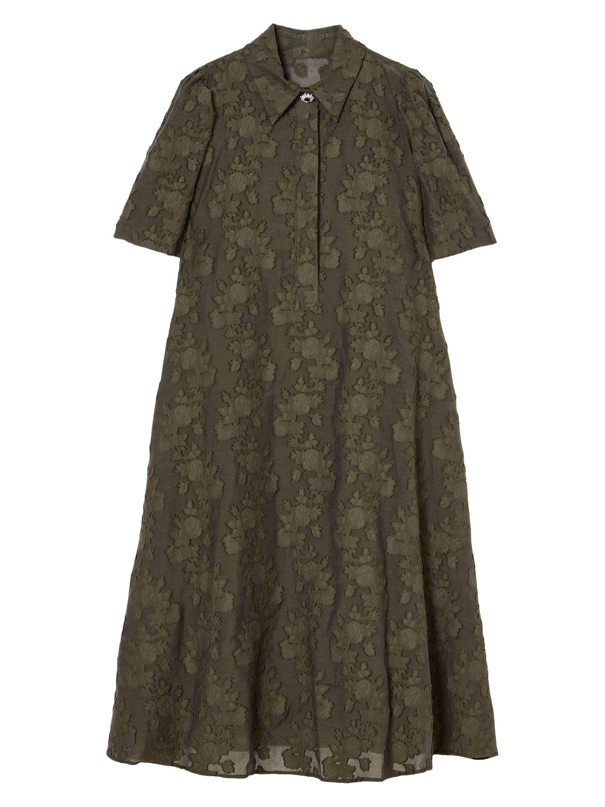 Marina Rinaldi Women's Plus Alain Floral Fil Coupé Shirtdress - Khaki