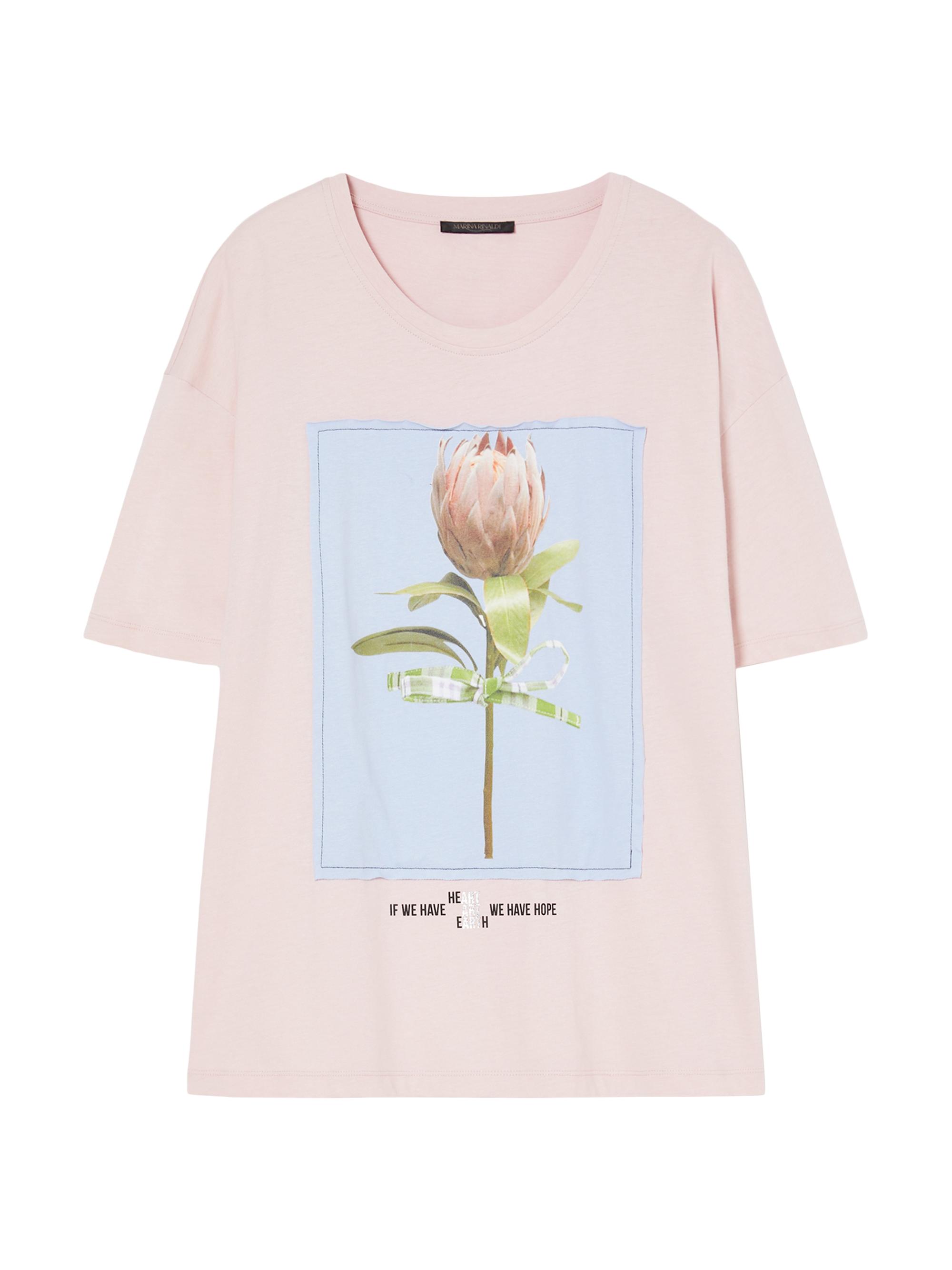 Marina Rinaldi Women's Plus Fennec Floral Graphic T-Shirt - Pink