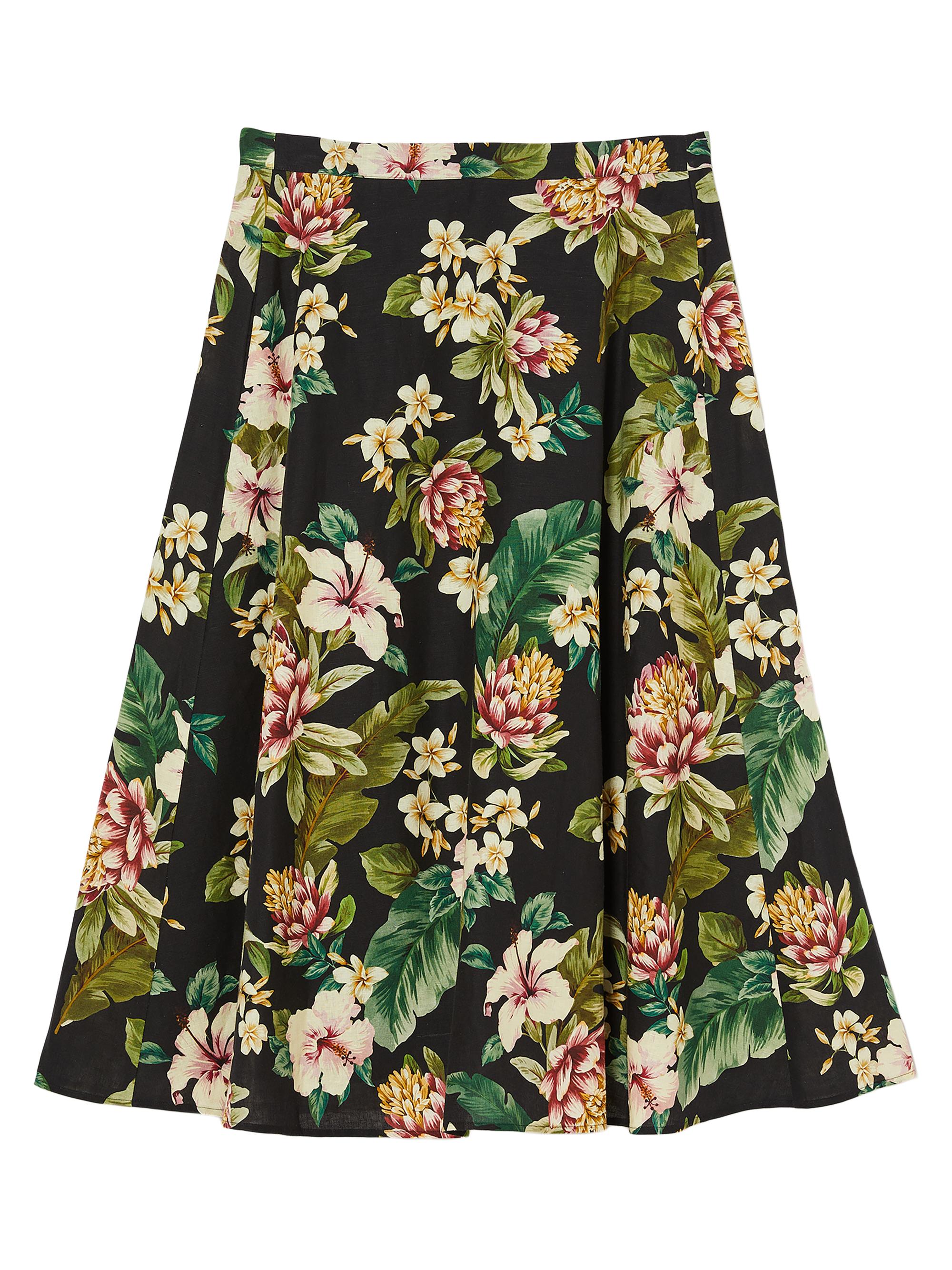 Marina Rinaldi Women's Tambuto Floral Linen-Cotton Skirt - Black