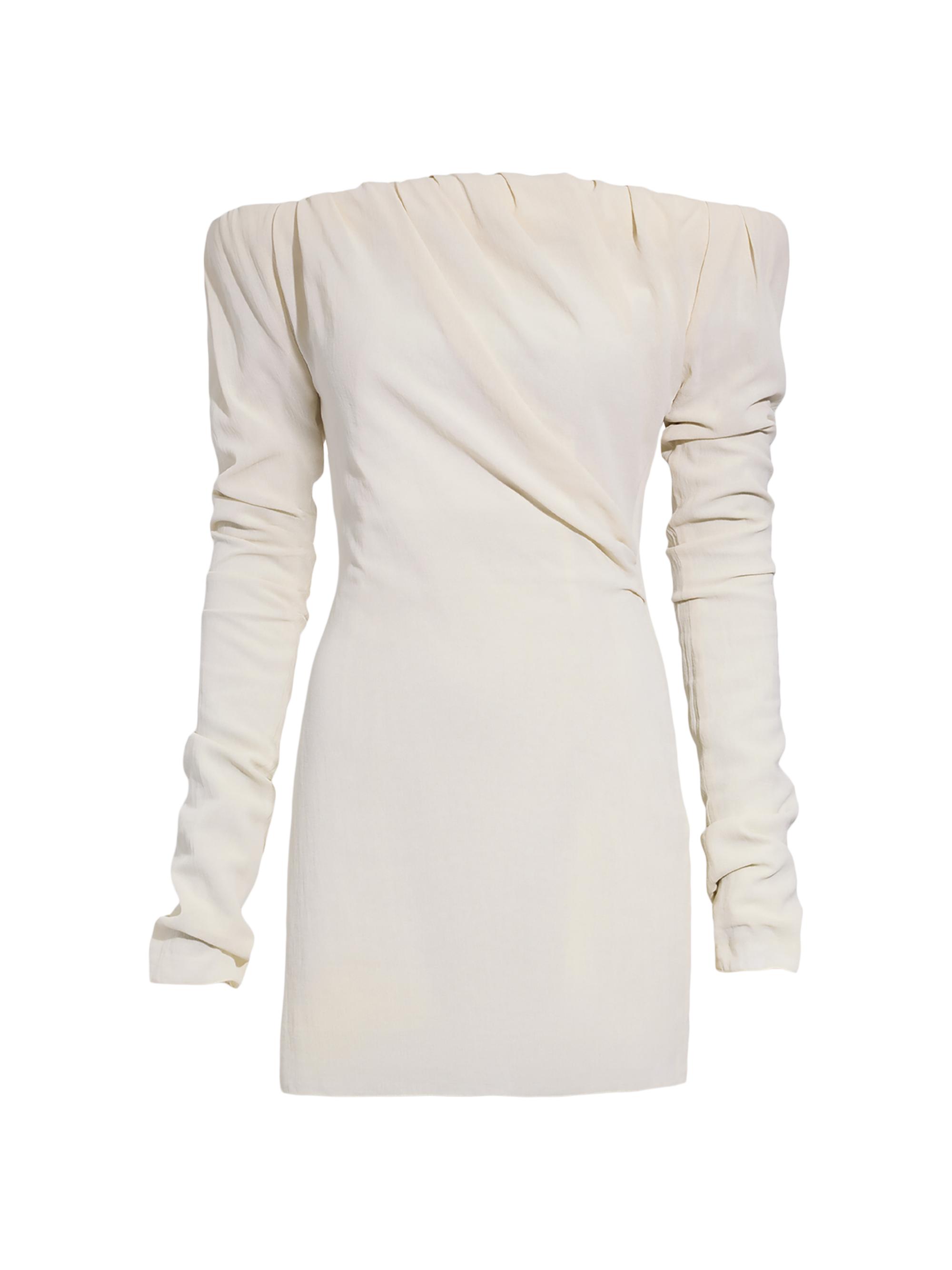 Jacquemus Women's Gathered Cotton Long-Sleeve Minidress - Off White