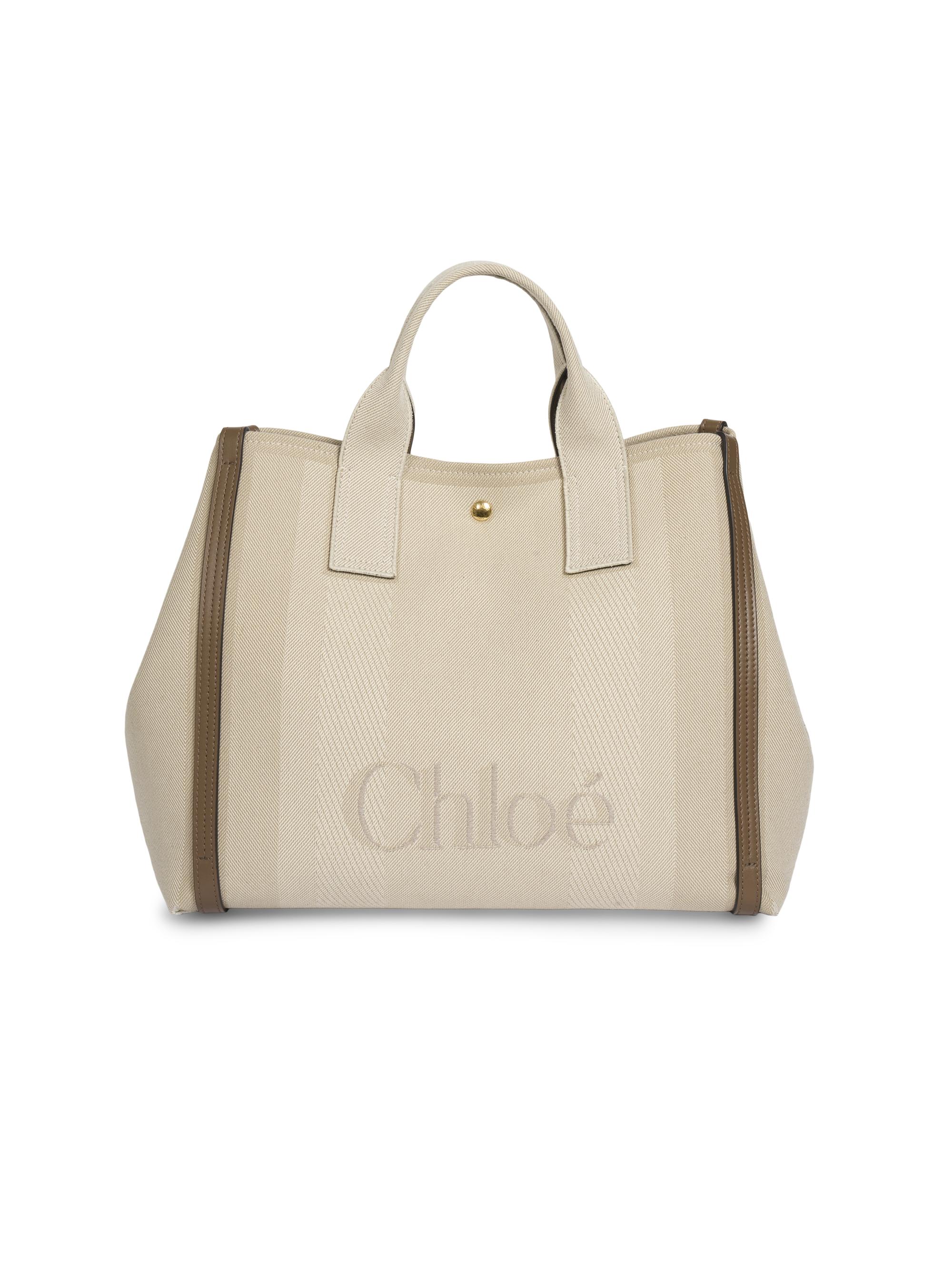 Chloé Medium Logo Canvas & Leather Tote Bag | Saks Fifth Avenue