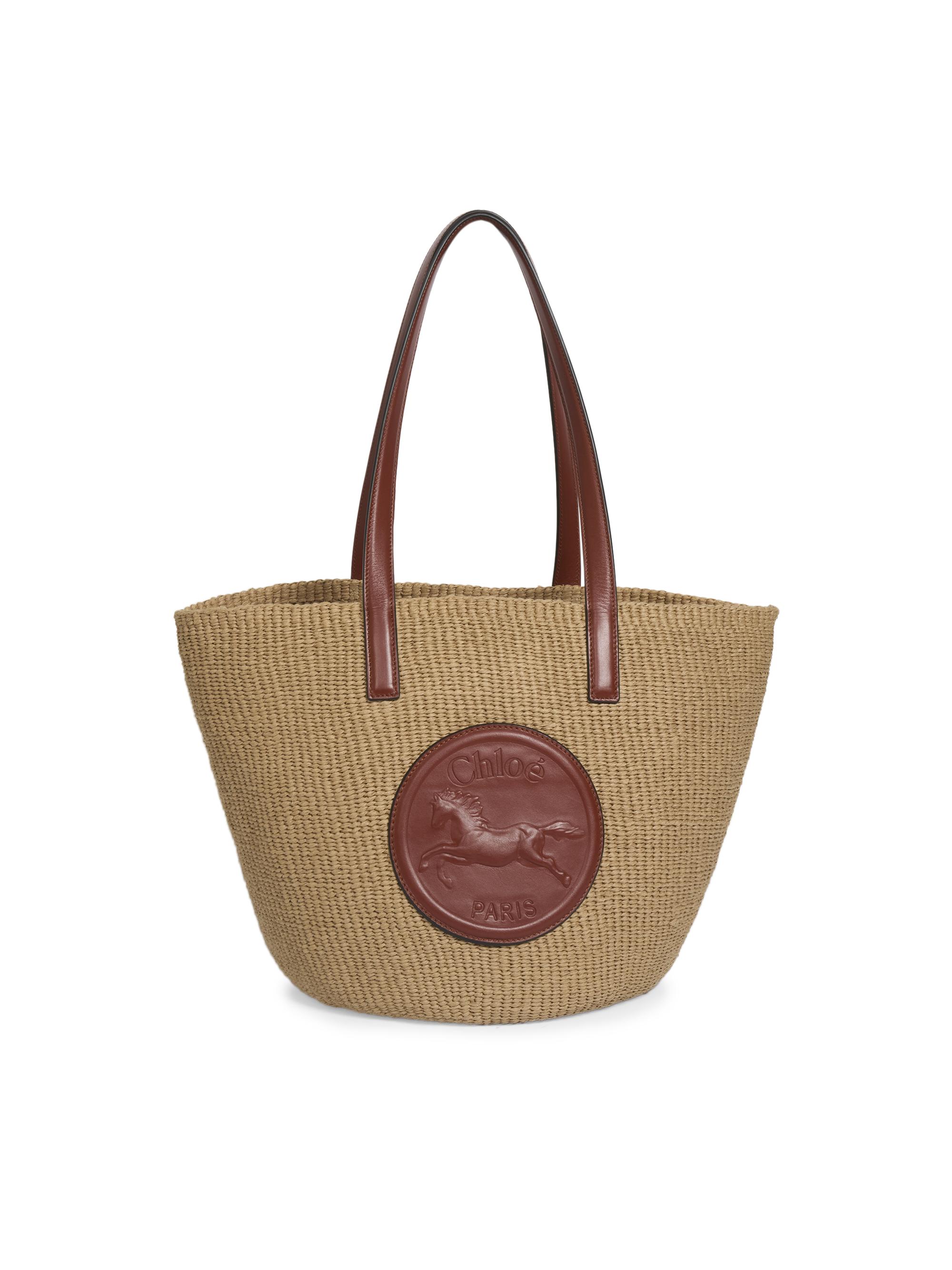 Chloé Horse Medal Raffia & Leather Basket Tote Bag | Saks Fifth Avenue