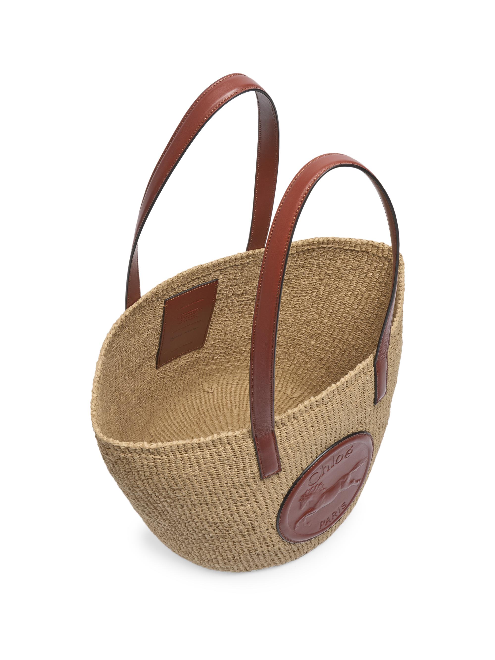 Chloé Horse Medal Raffia & Leather Basket Tote Bag | Saks Fifth Avenue