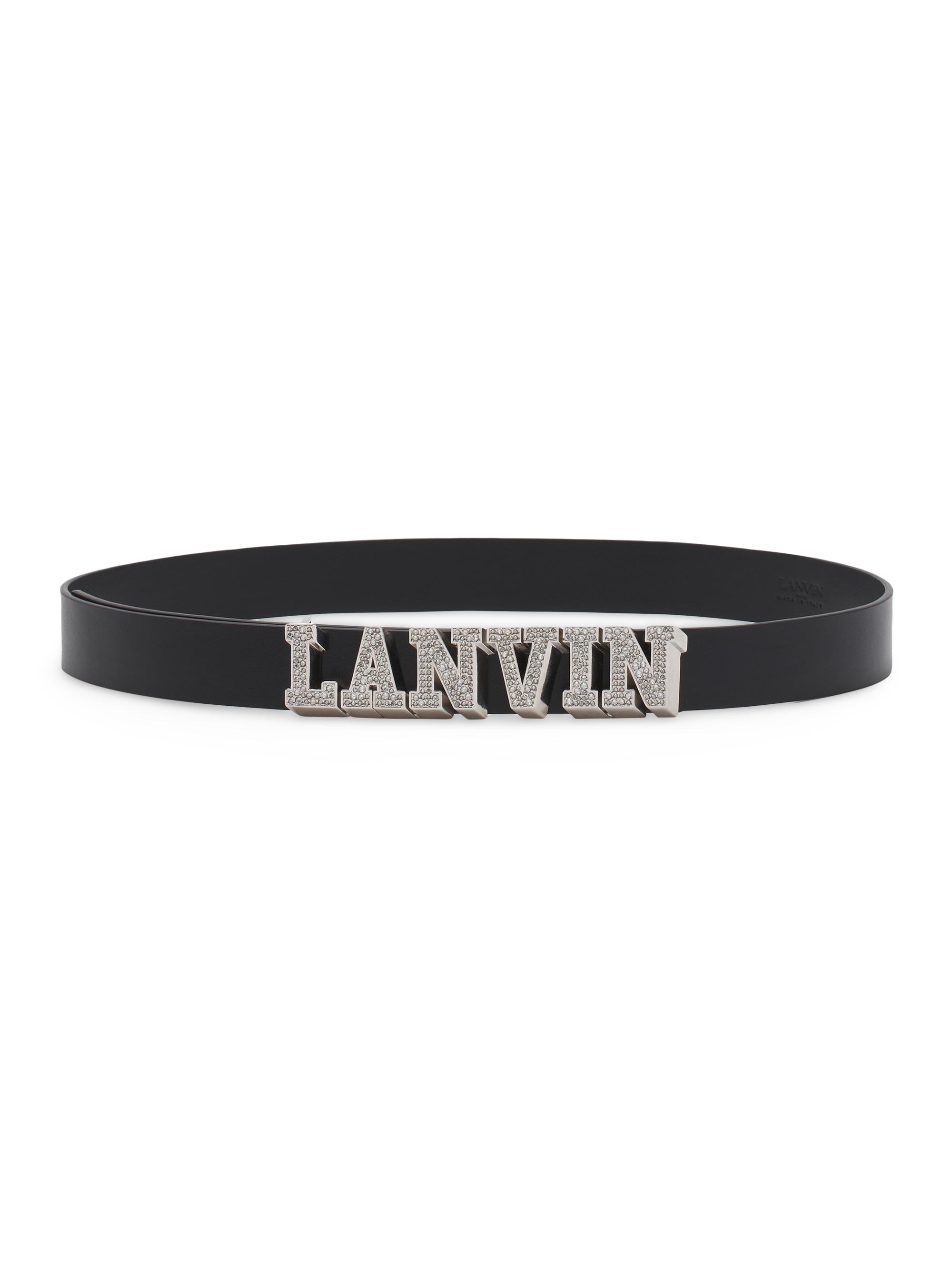 Lanvin Men's  x Future Leather Belt with Rhinestones - Black