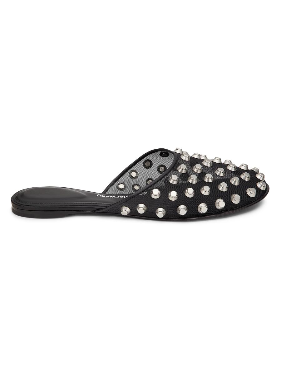 【関税&送料込】Alexander Wang Black Leather Rexa Slippers Rexa Cage Slide in Leather in BLACK | alexanderwang®