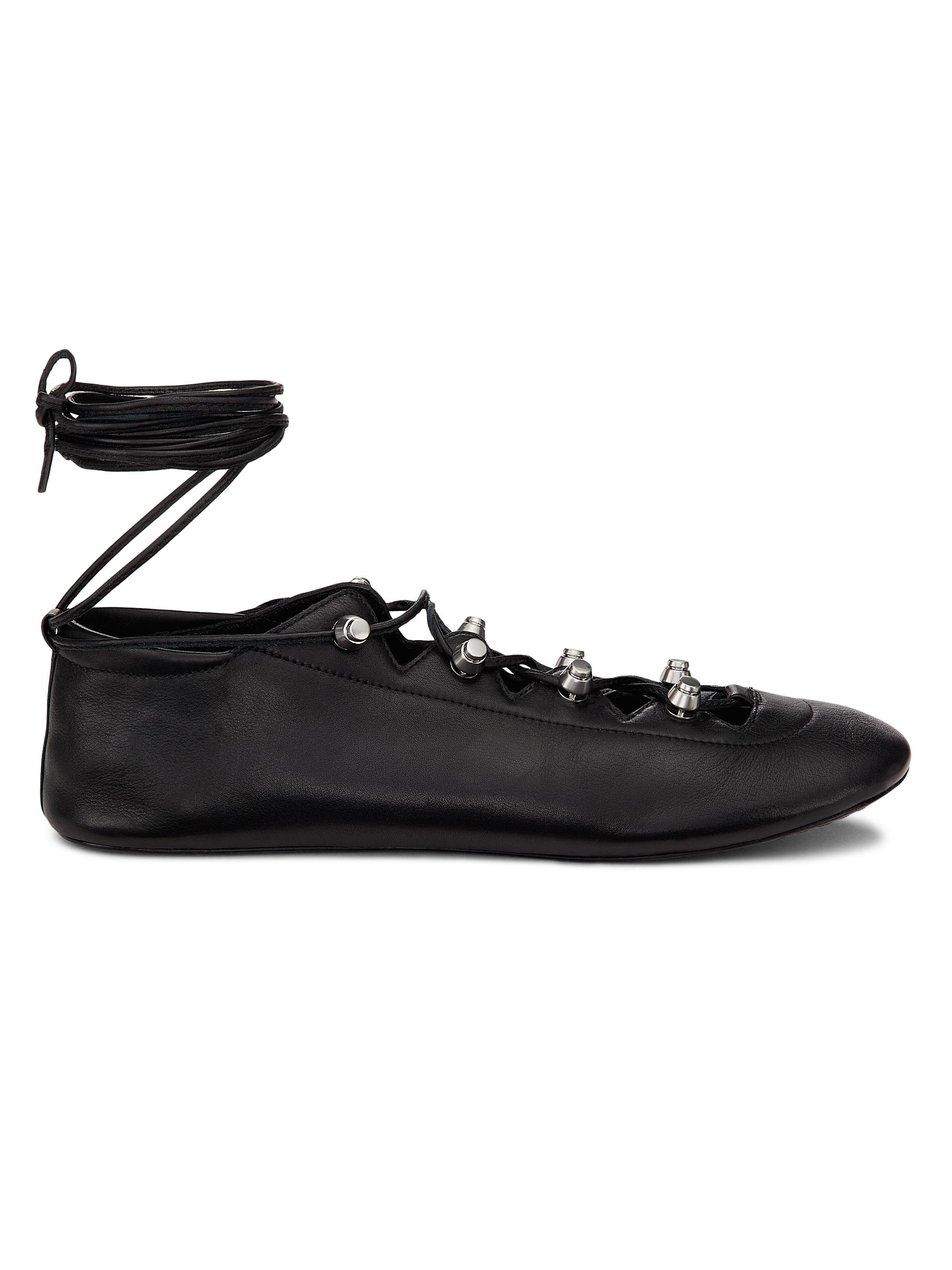 Alexander Wang Women's Vyolette Leather Lace-Up Flats - Black