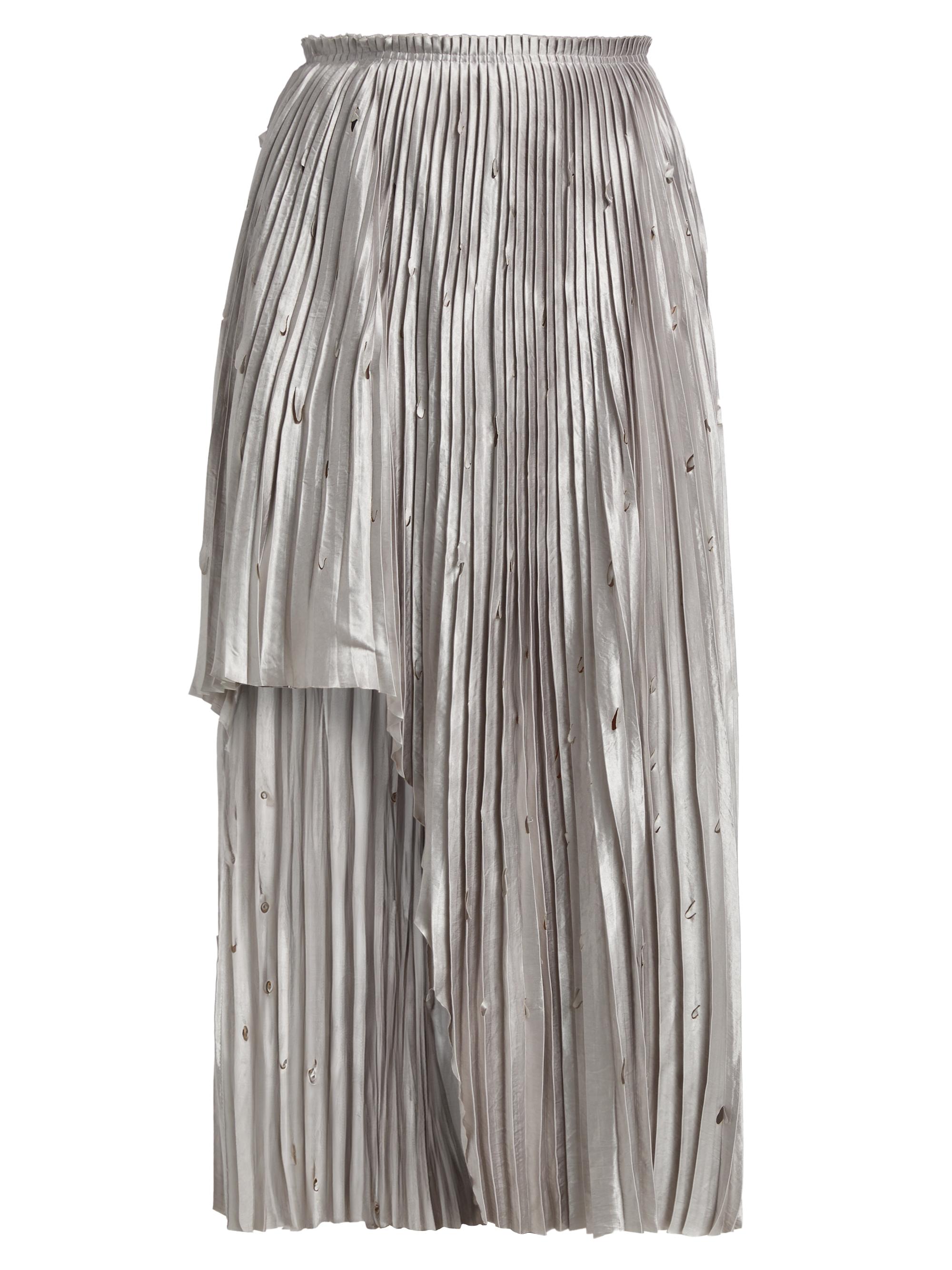 Jason Wu Collection Women's Metallic Pleated Laser-Cut Midi-Skirt - Ice