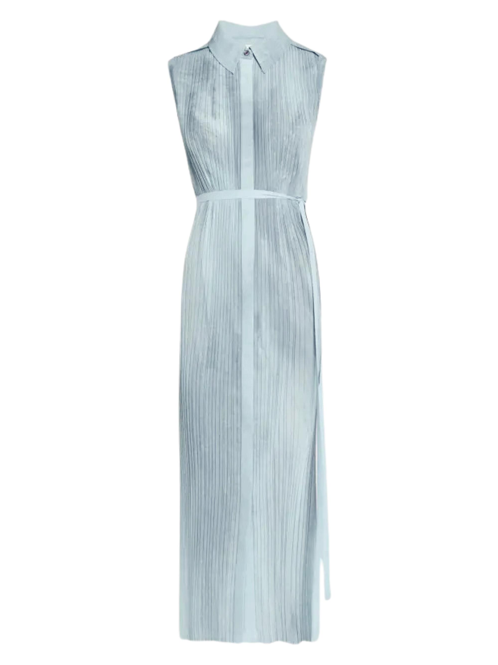 Jason Wu Collection Women's Pleated Georgette Sleeveless Shirtdress - Steel Blue Wash